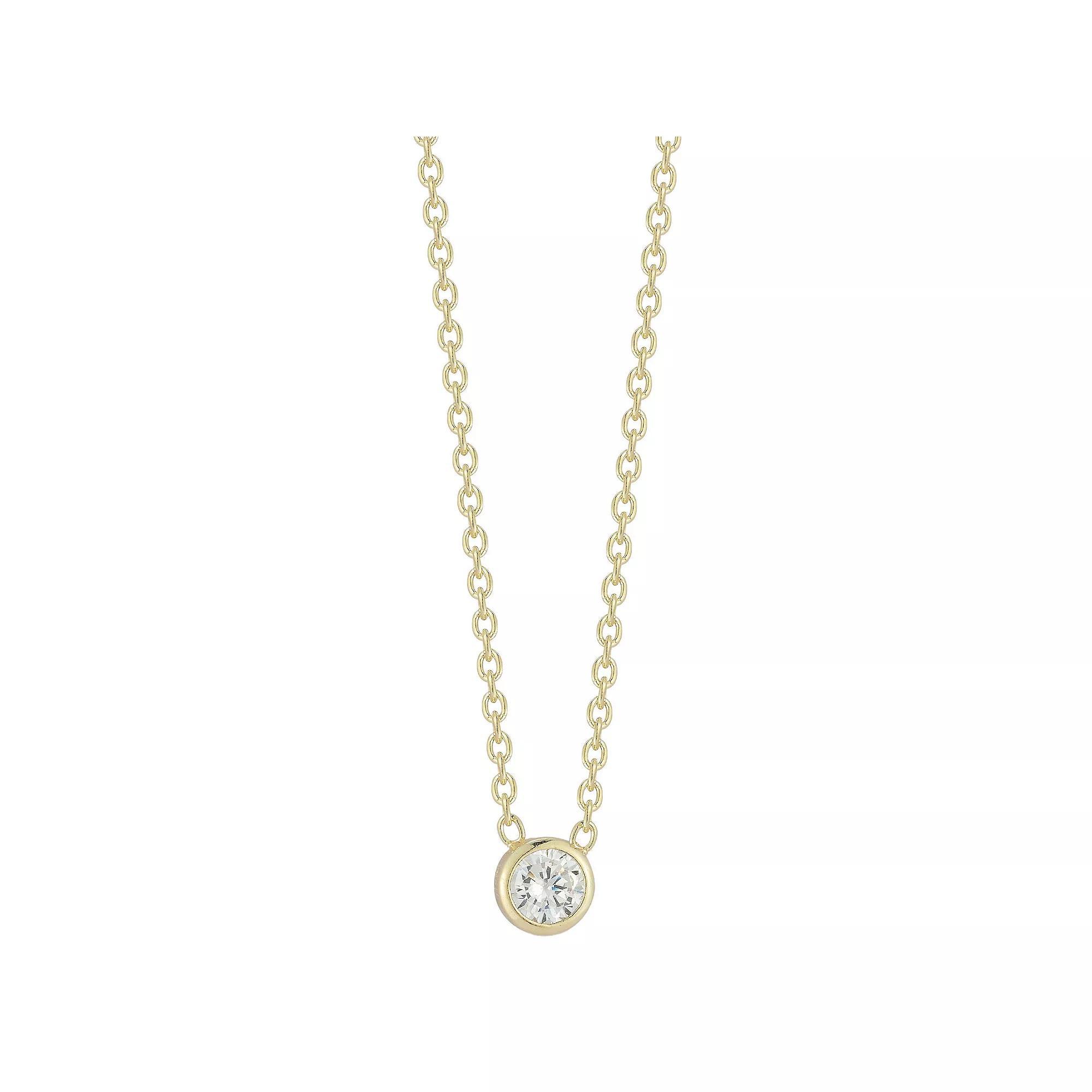 Sunkissed Sterling Sterling Silver Cubic Zirconia Stone Necklace, Women's, Size: 17", Gold Tone Product Image