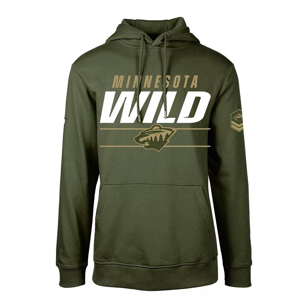 Men's Levelwear Olive Minnesota Wild Podium Fleece Pullover Hoodie, Size: Large, Team Product Image