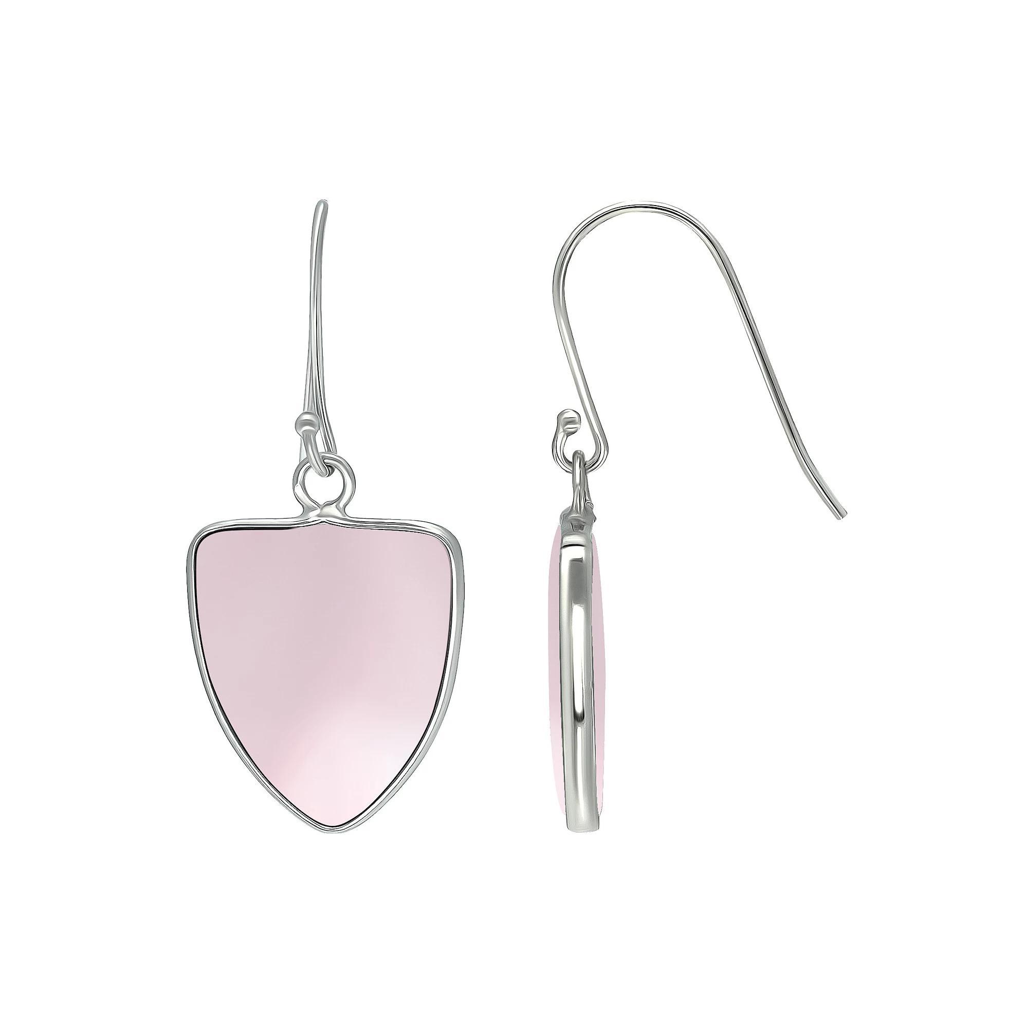 Aleure Precioso Sterling Silver Triangle Shaped Gemstone Drop Earrings, Womens, Pink Product Image