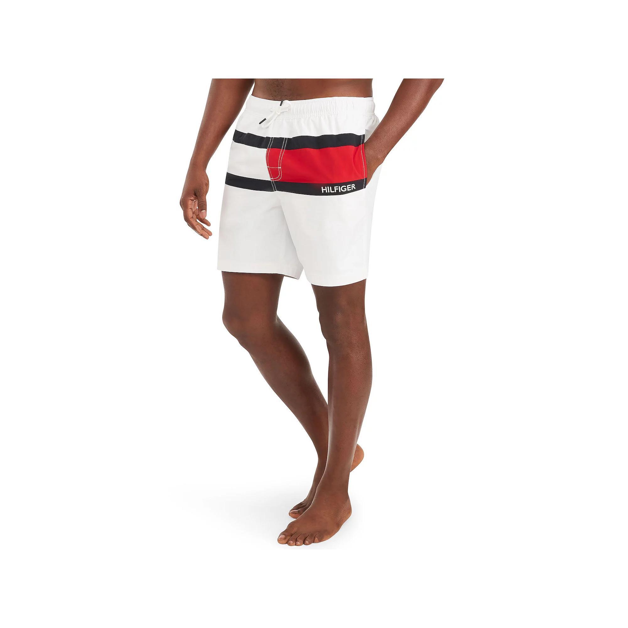 Men's Tommy Hilfiger 7" Flag Swim Trunks, Size: Medium, Red Product Image