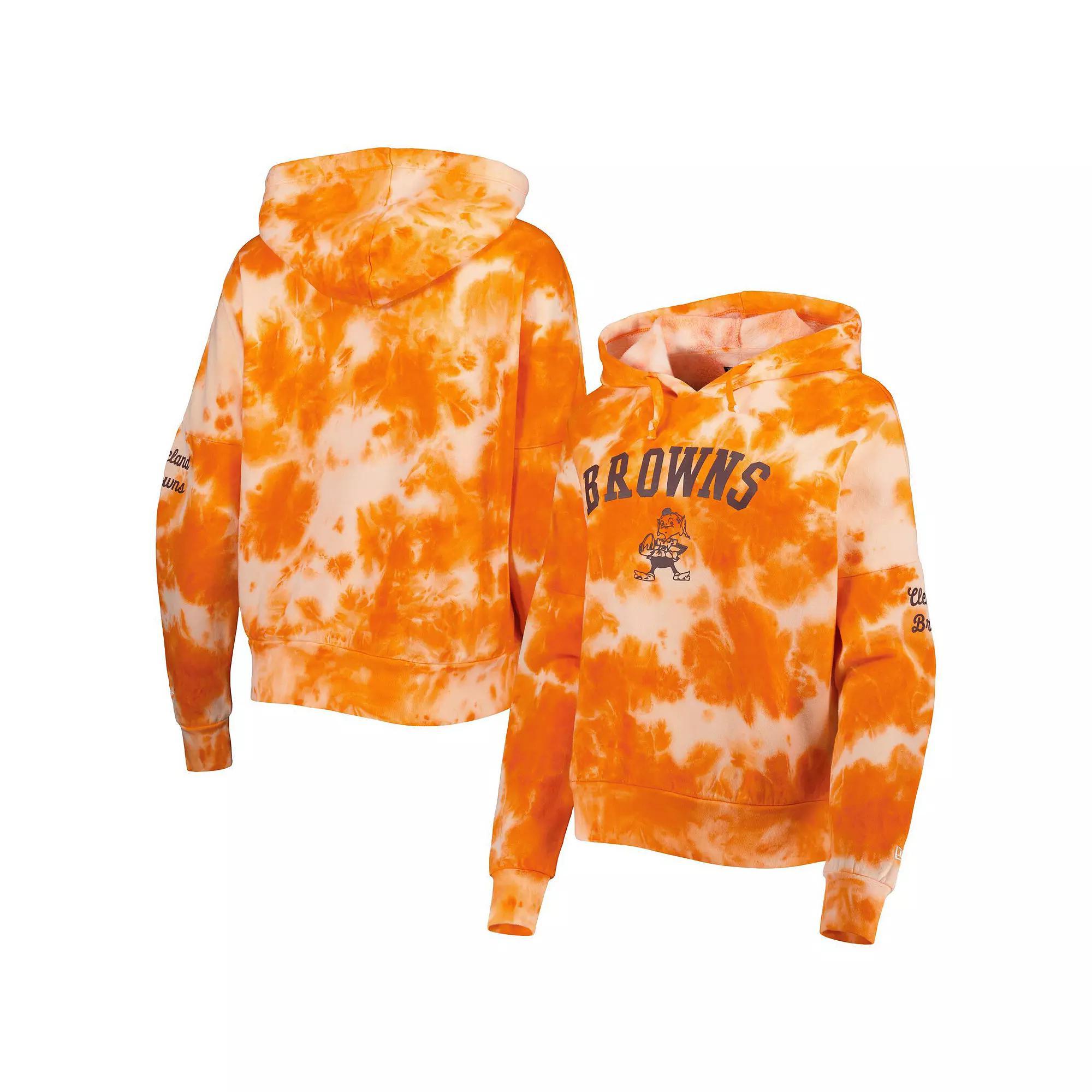 Women's New Era Orange Cleveland Browns Cloud Dye Fleece Pullover Hoodie, Size: XS Product Image