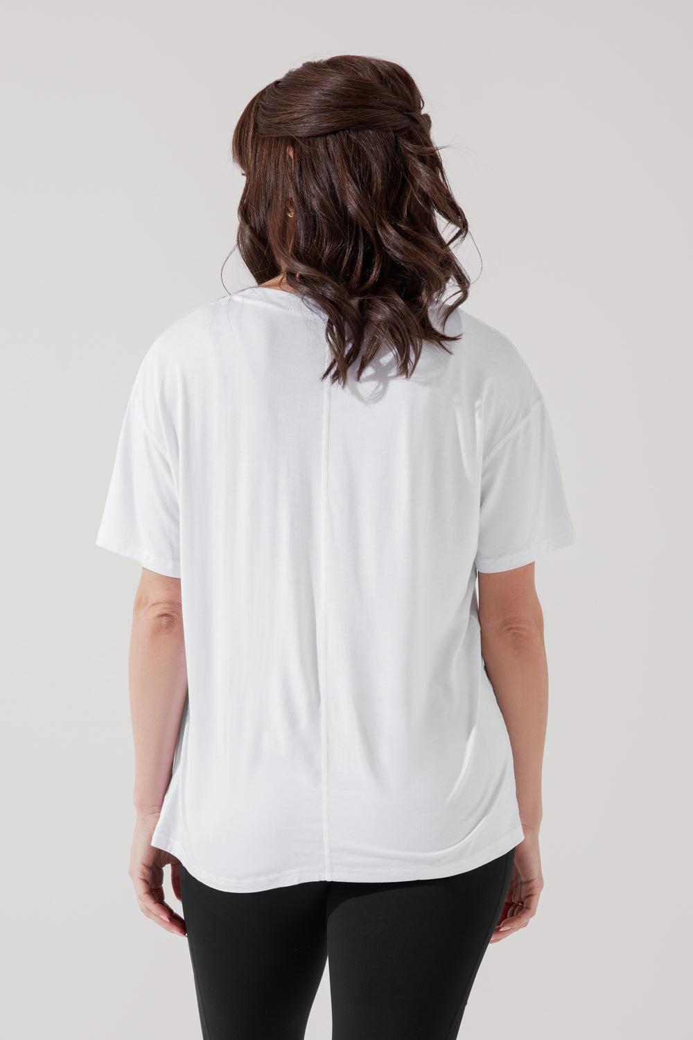 Daring Deep V Tee - White Product Image