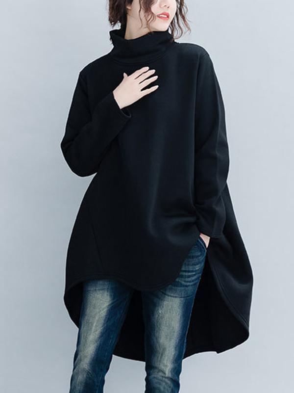 Loose Turtleneck Cropped Sweatshirt Product Image