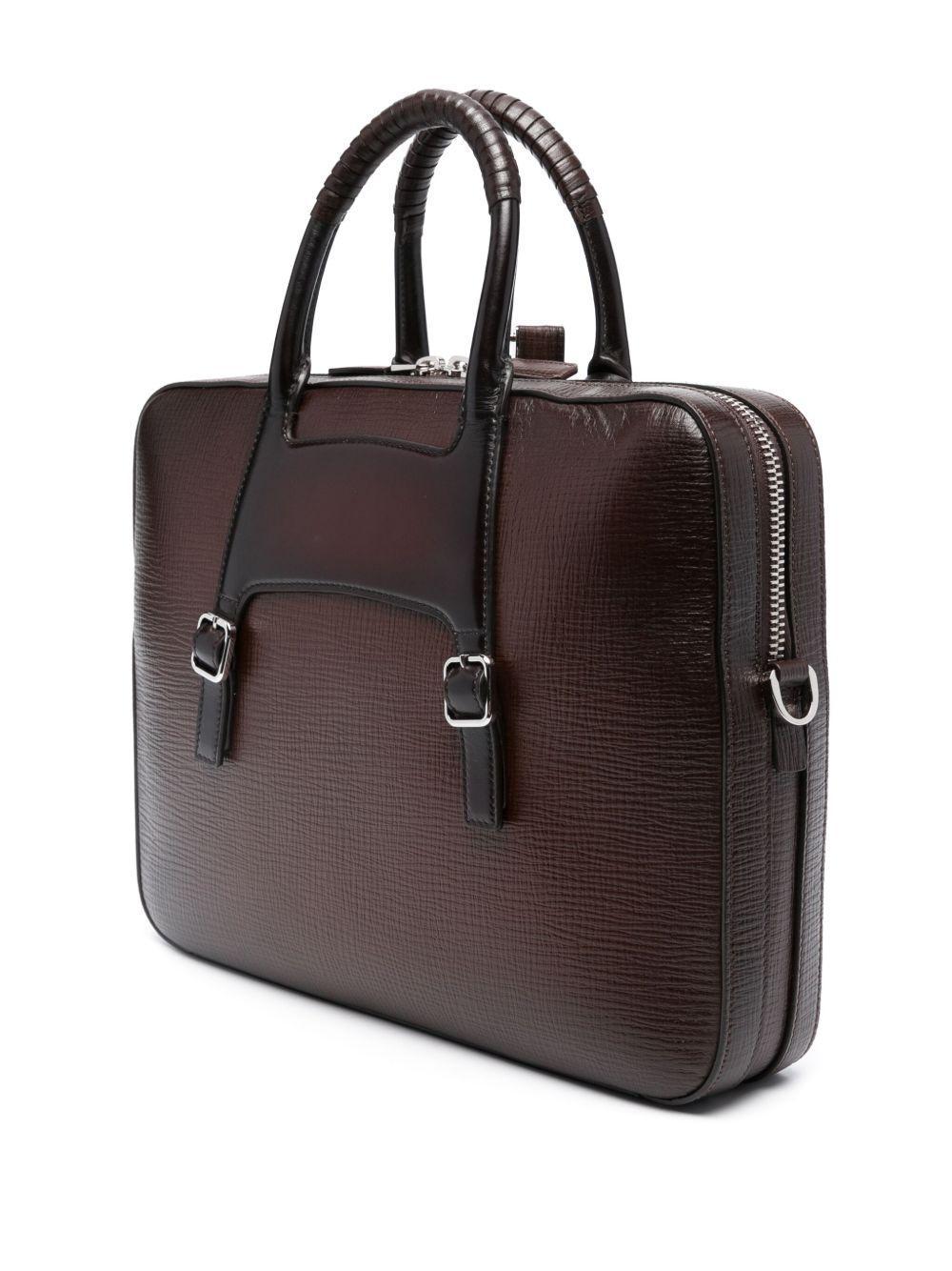 embossed-logo leather briefcase Product Image