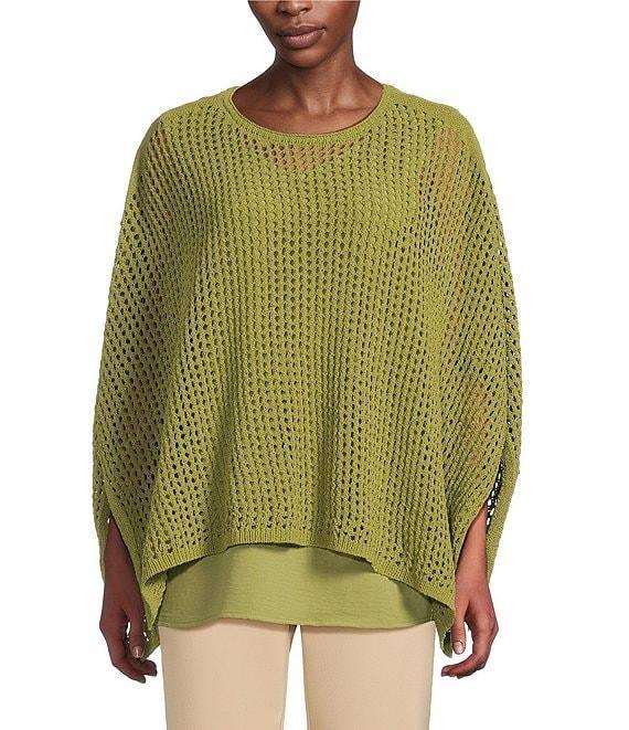 Slim Factor by Investments Boat Neck 3/4 Sleeve Lined Crochet Twofer Top Product Image