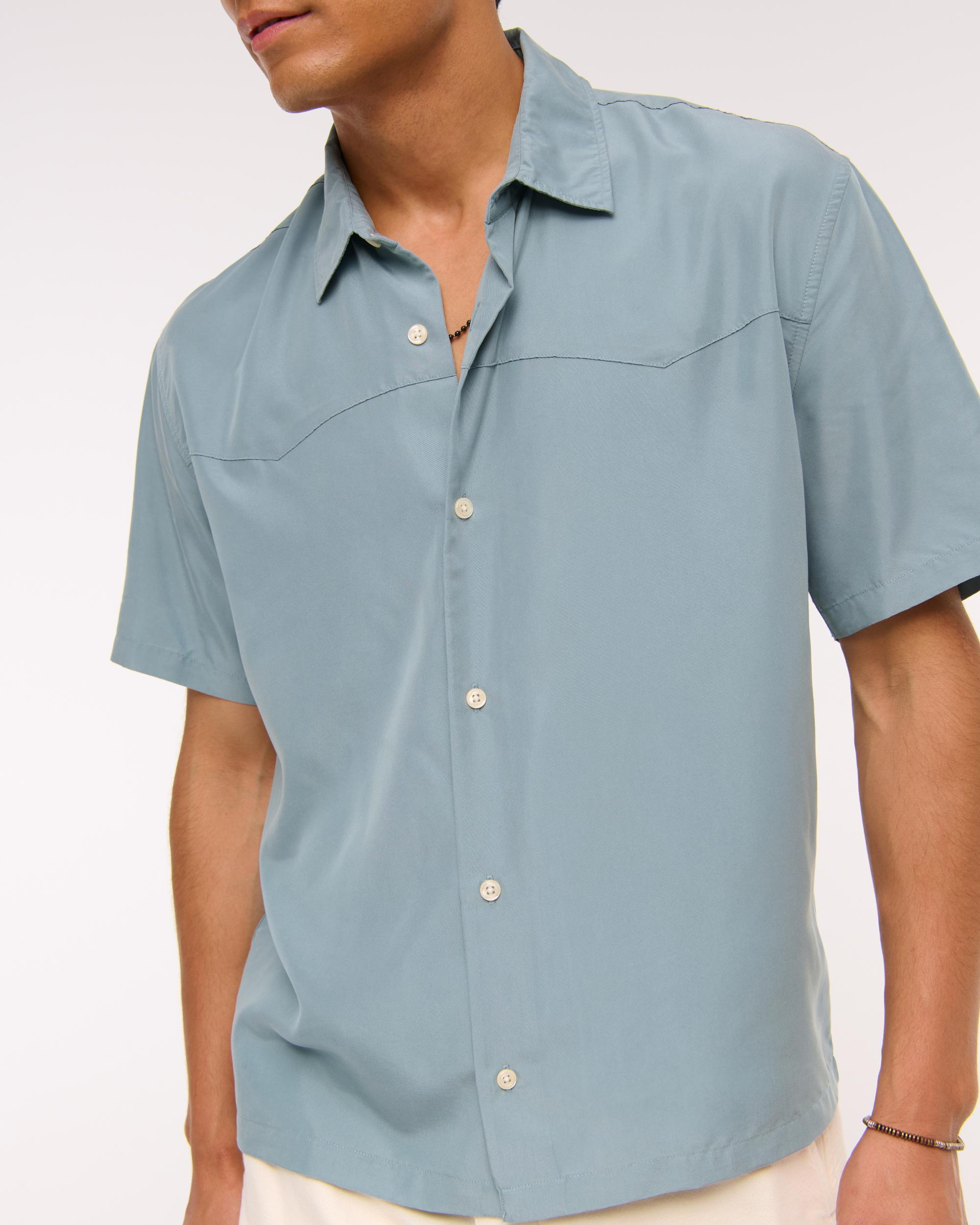 Short-Sleeve Cupro Button-Up Shirt Product Image