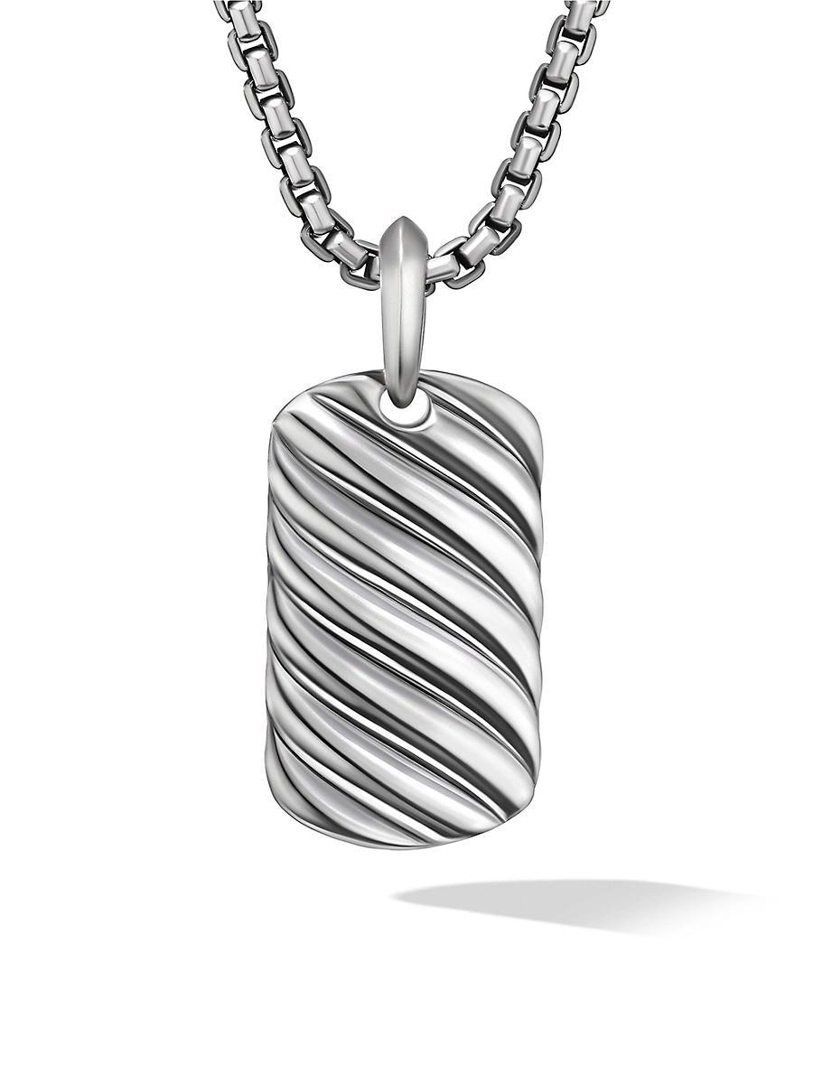 David Yurman Mens Sculpted Cable Tag in Sterling Silver, 35mm Product Image