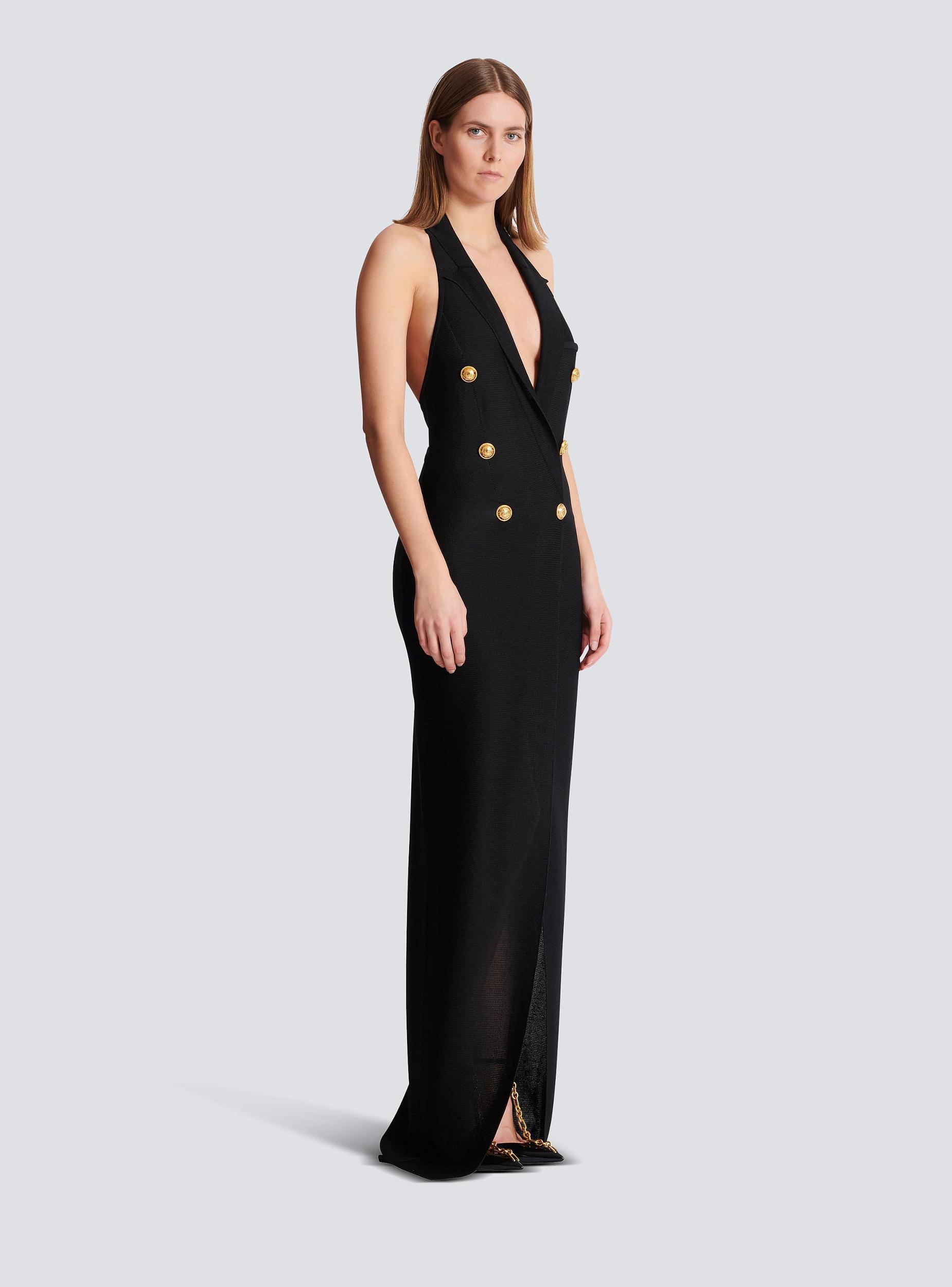 Long halterneck knit dress Product Image