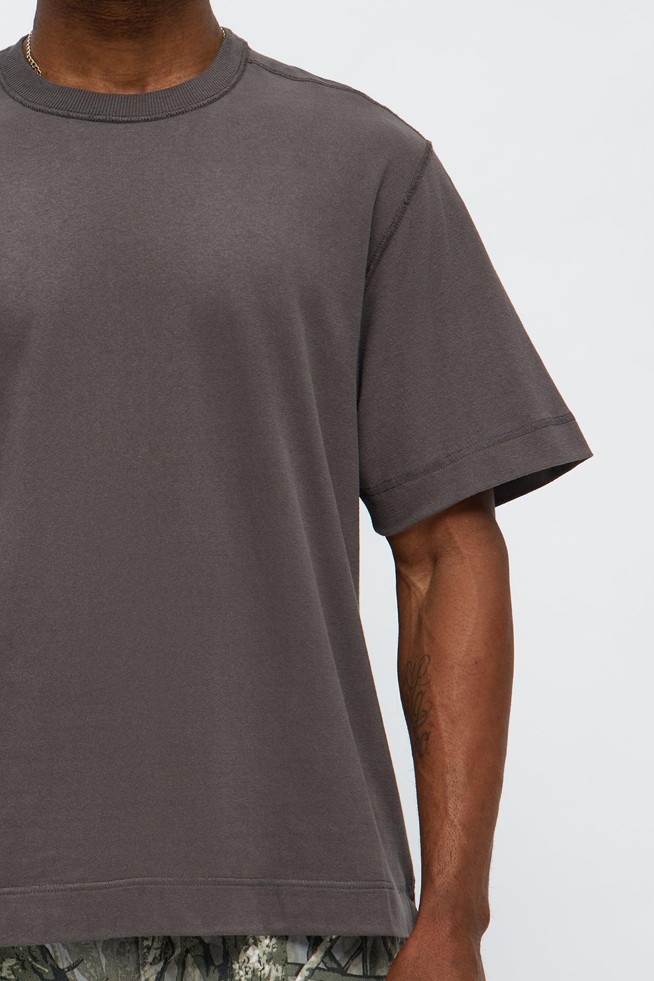 Reverse Seam Cotton Short Sleeve Crew - Grey Product Image