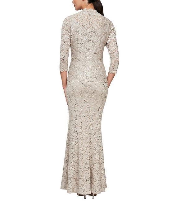 Ignite Evenings 3/4 Sleeve Scoop Neck Sequin Lace 2-Piece Jacket Dress Product Image