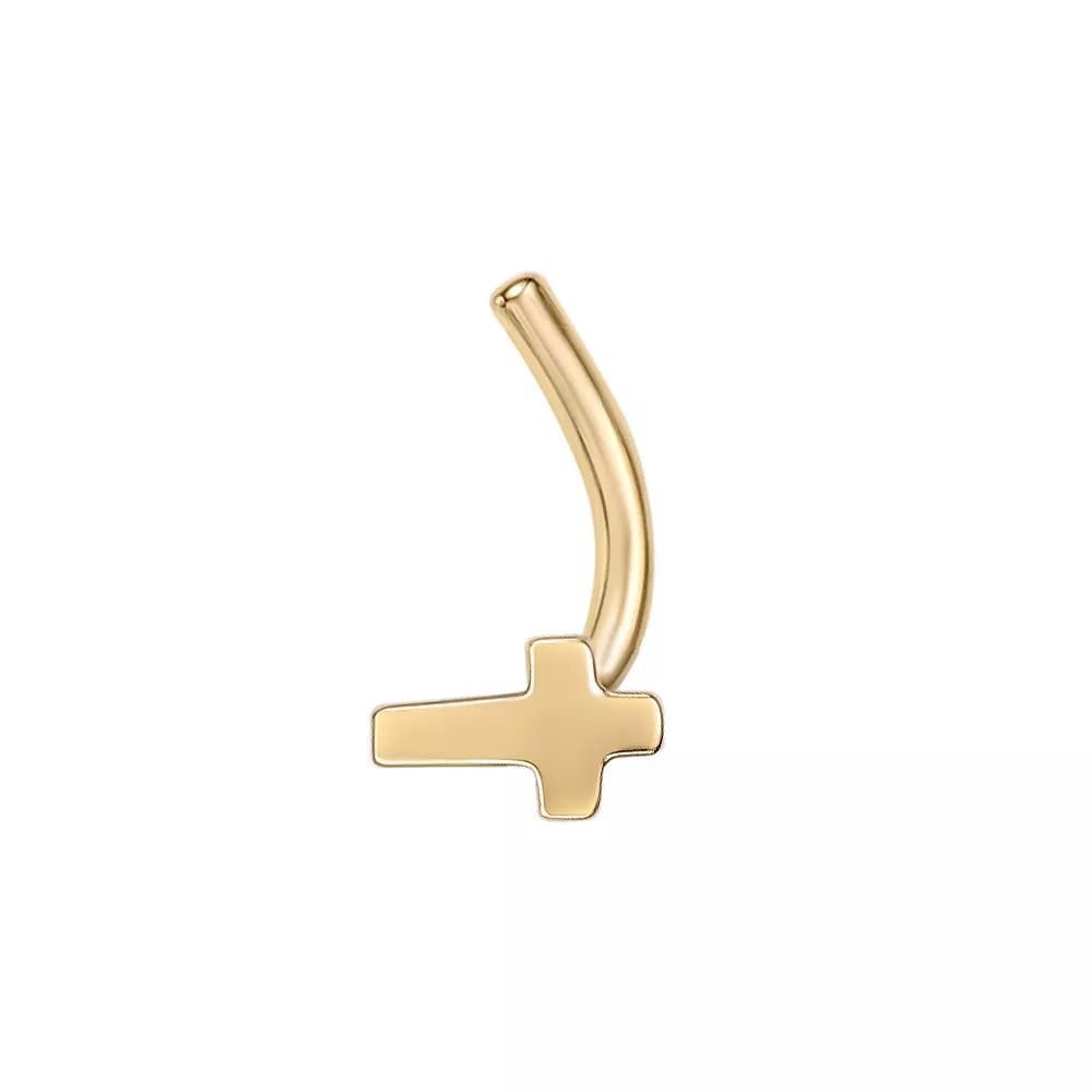 Lila Moon 14k Gold Cross Curved Nose Stud, Women's Product Image
