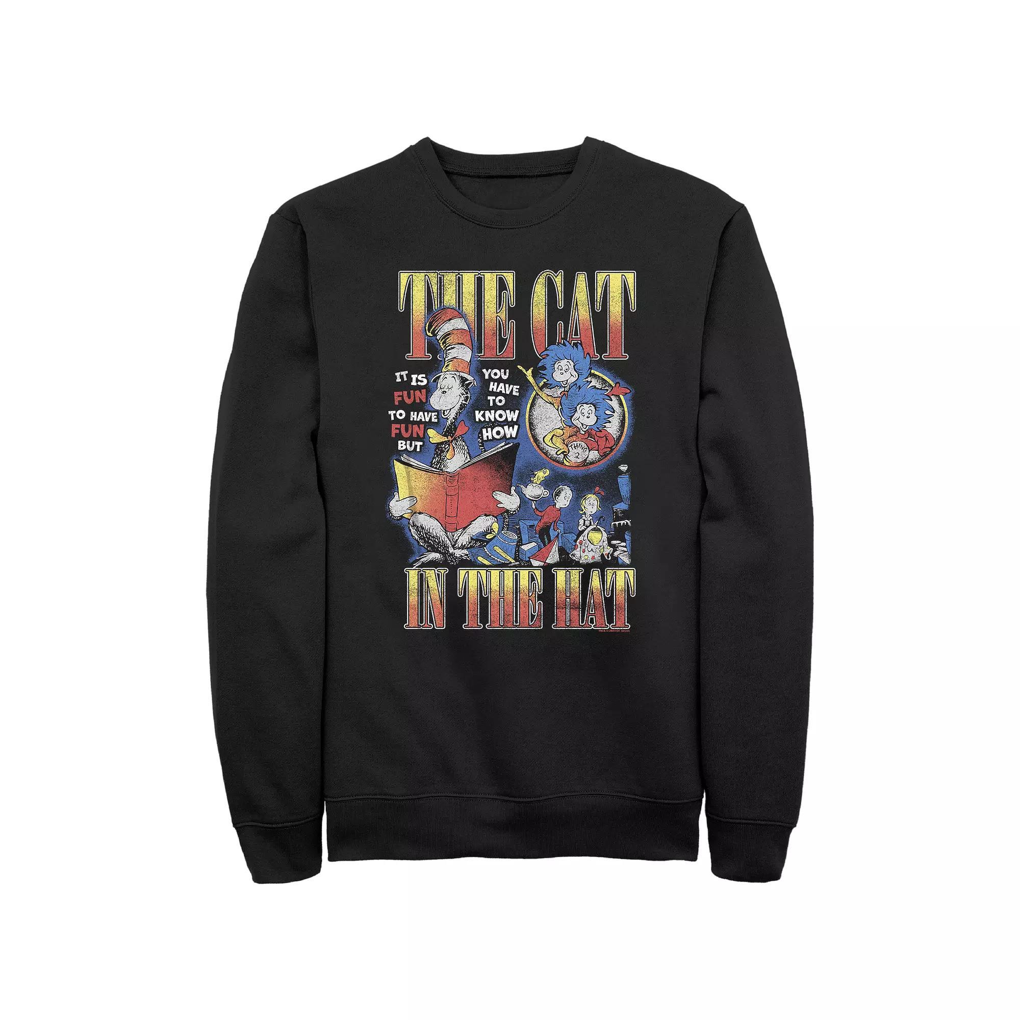 Men's Dr. Seuss The Cat In The Hat Graphic Fleece, Size: Large, Black Product Image