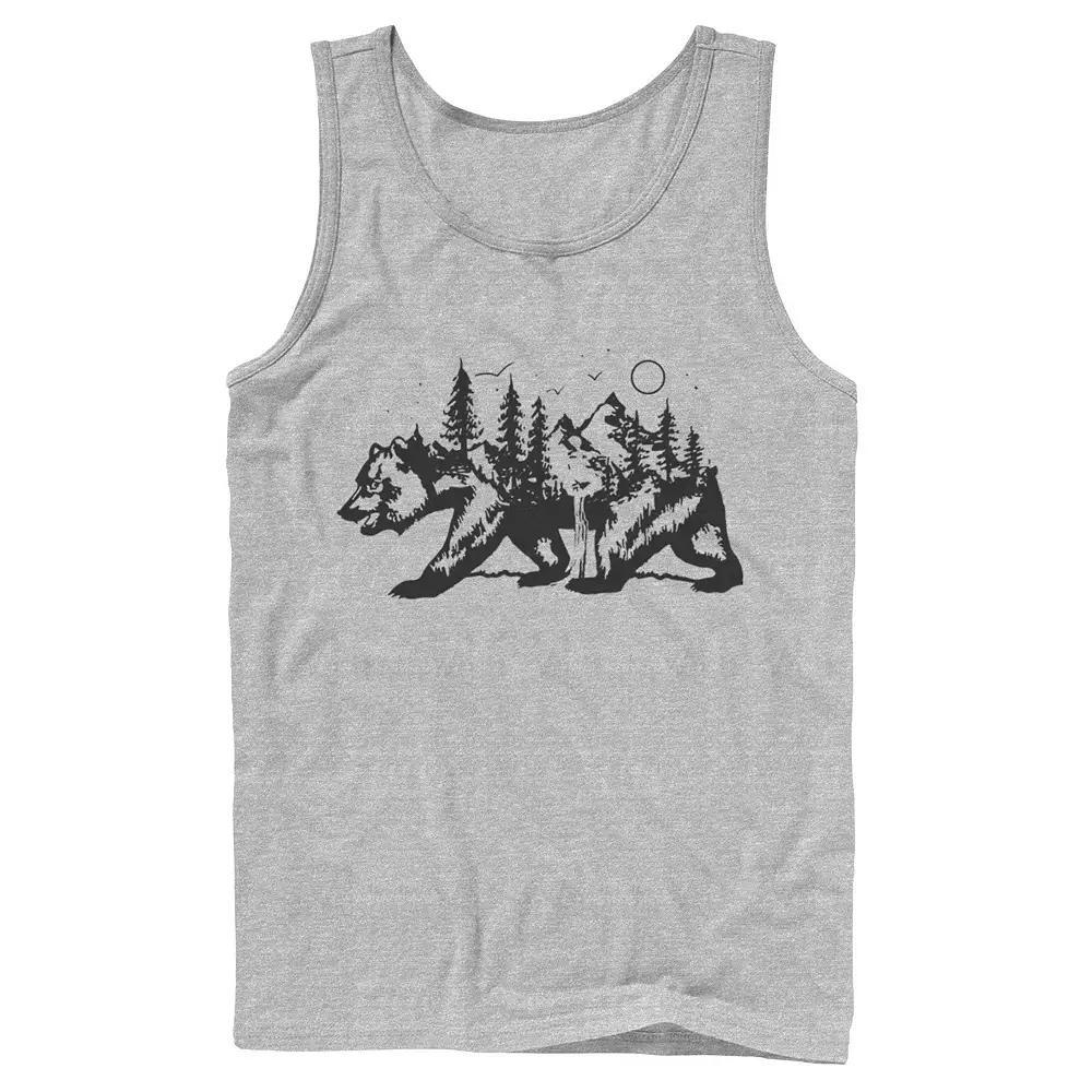 Men's Fifth Sun Camping Bear Silhouette Tank Top, Size: Large, Athletic Grey Product Image
