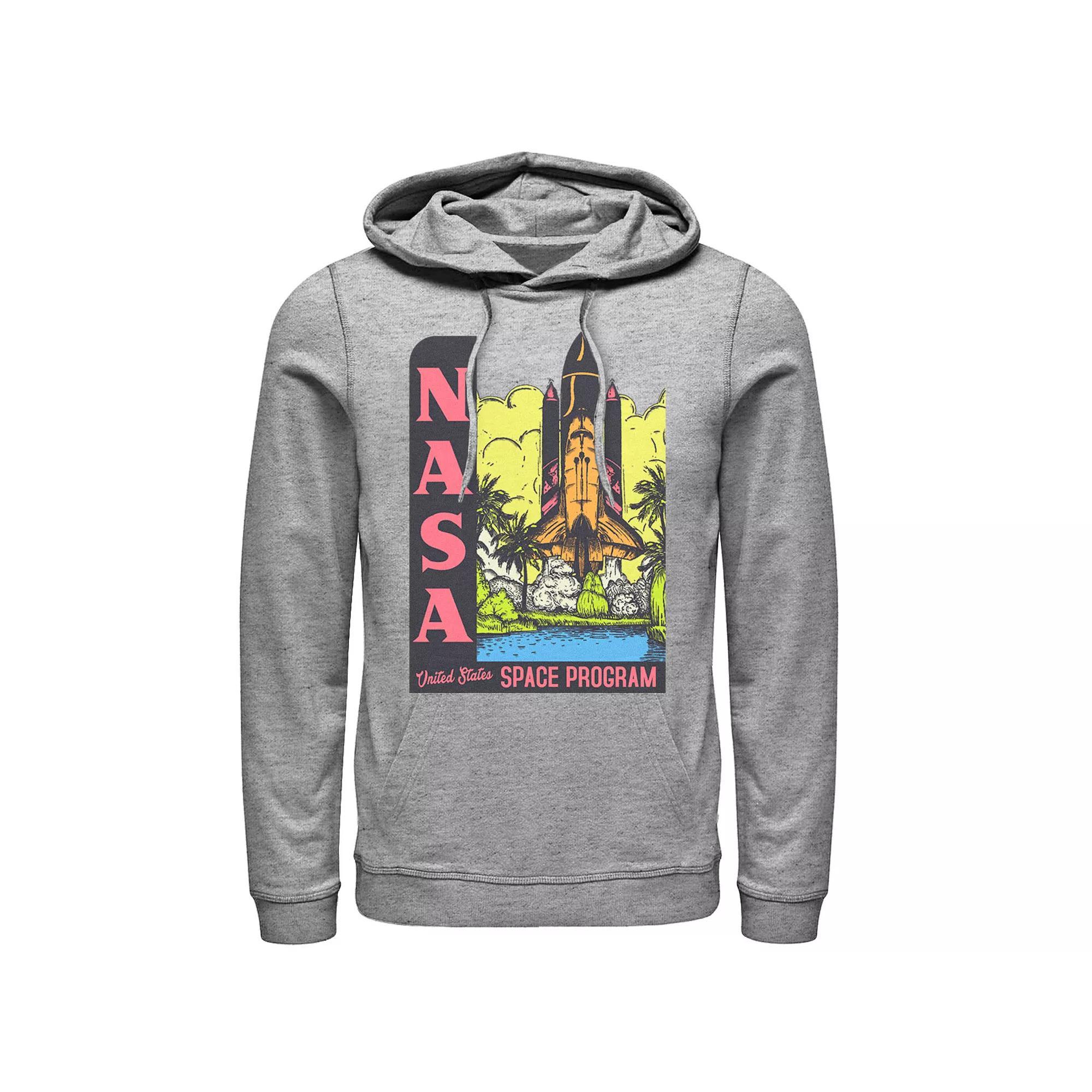 Men's NASA Vintage Space Program Poster Hoodie, Size: Small, Athletic Grey Product Image
