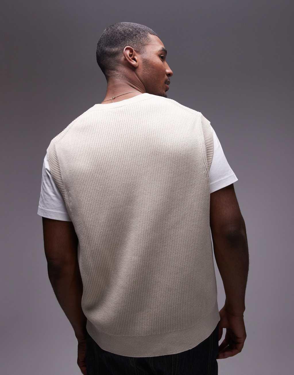 ARKET knitted vest with crew neck in off white Product Image