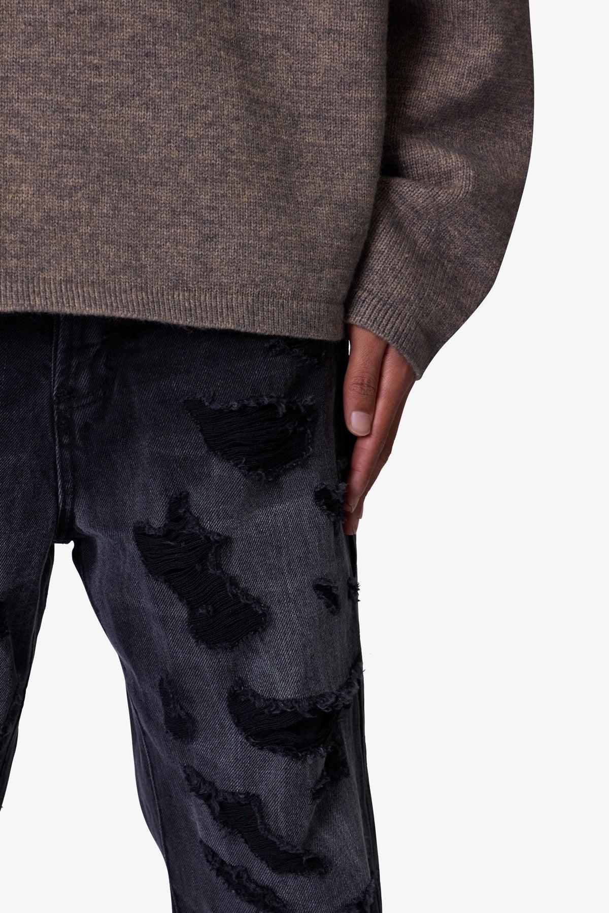 Ultra Baggy Thrashed Denim - Black Product Image