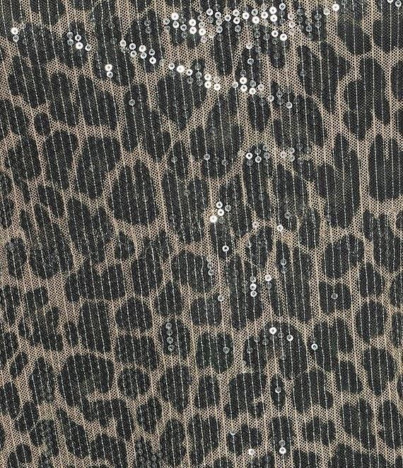Anne Klein Plus Size Crew Neck Short Sleeve Animal Sequined Mesh T-Shirt Product Image