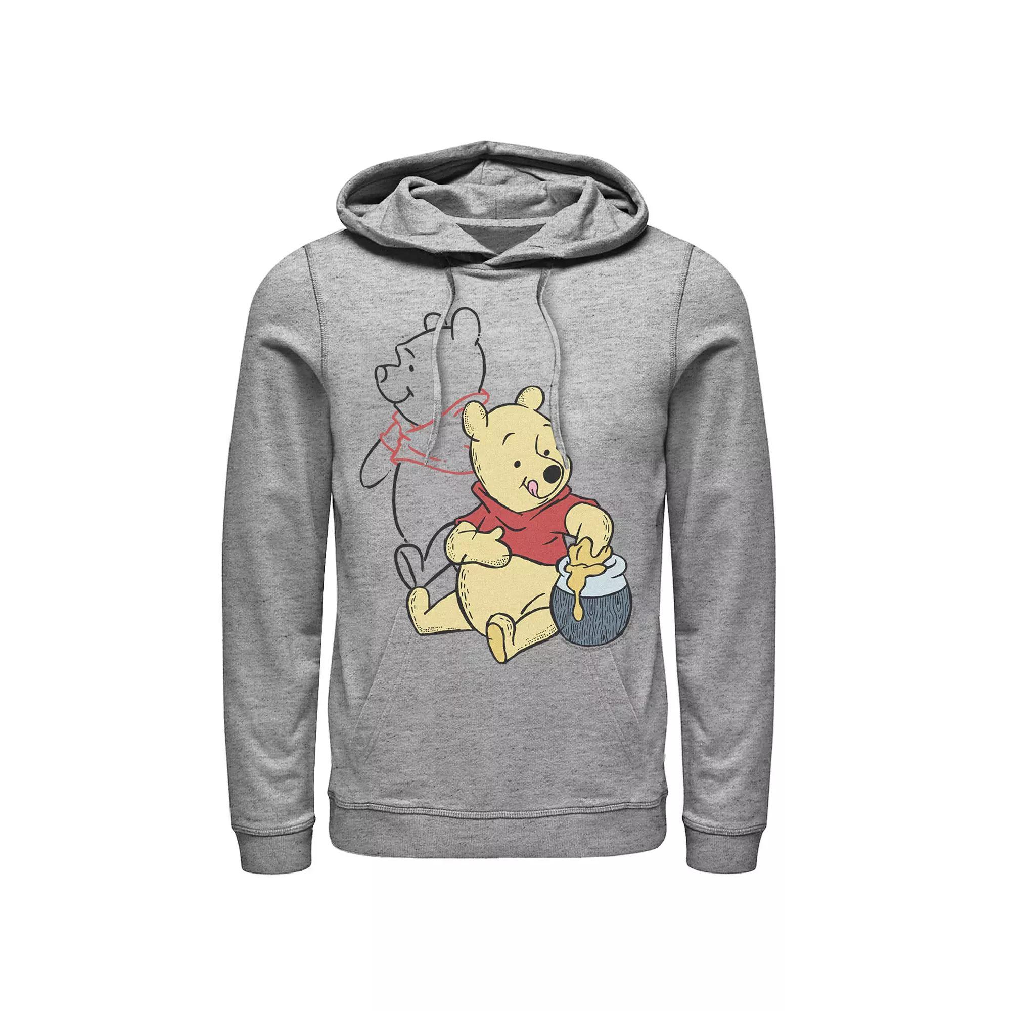 Disney's Winnie The Pooh Line Art Portrait Men's Hoodie, Size: XXL, Athletic Grey Product Image