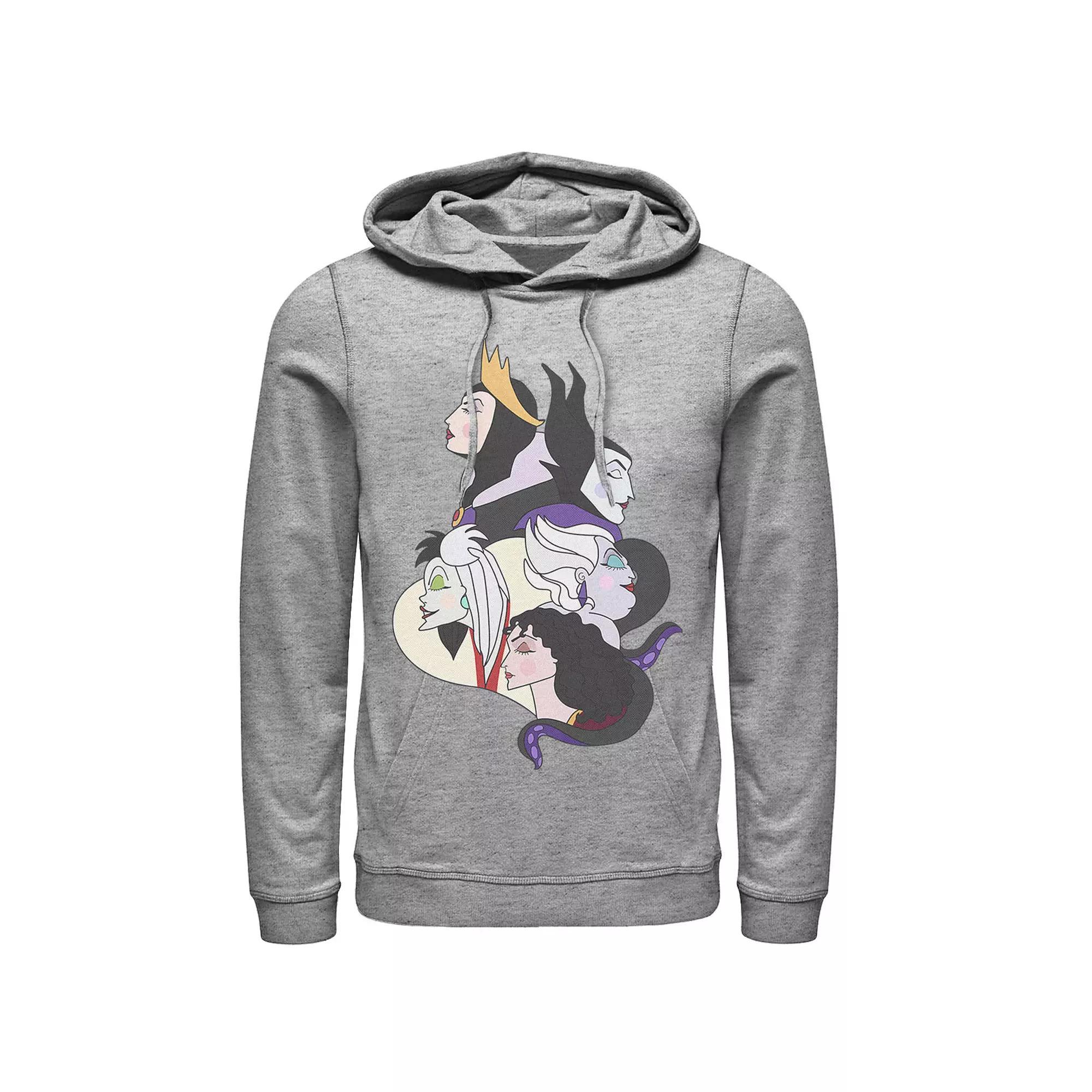 Disney Villains Men's Side Profile Group Shot Hoodie, Boy's, Size: Large, Athletic Grey Product Image