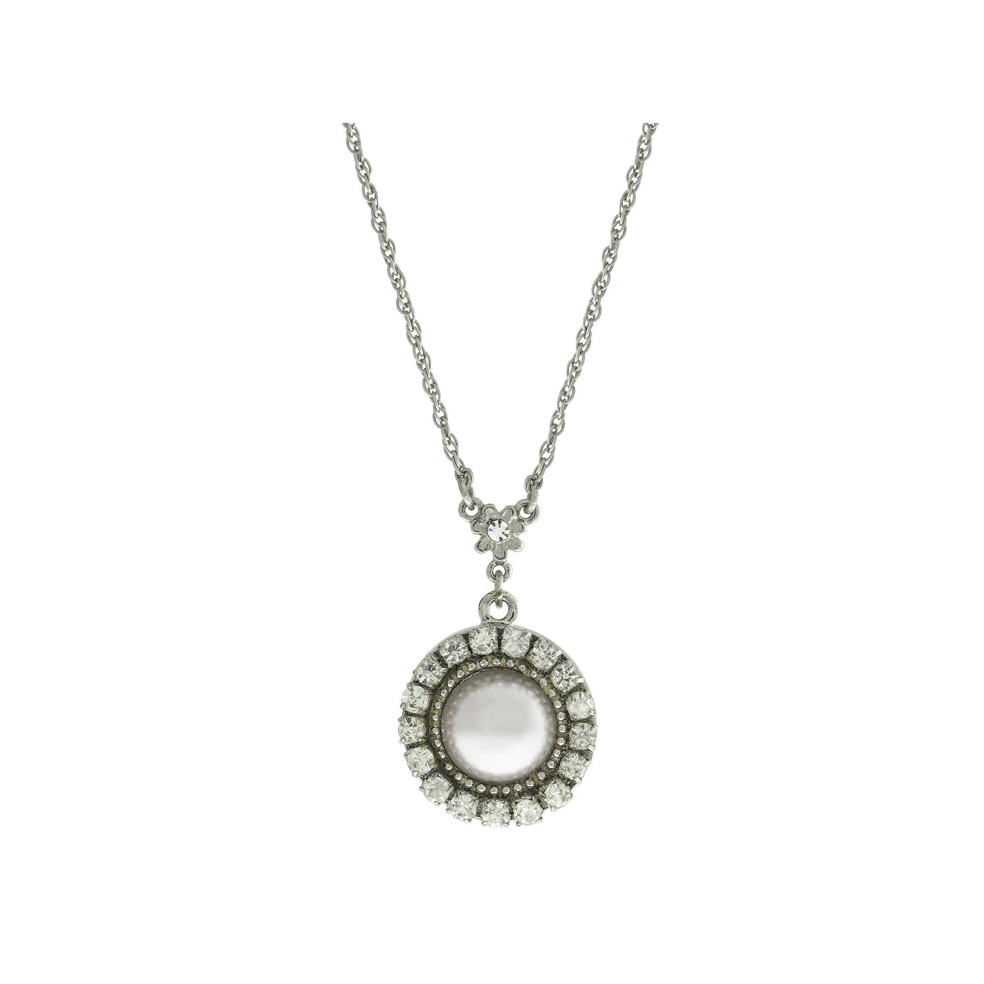 1928 Gold Tone Simulated Pearl Drop Necklace, Womens, White Product Image