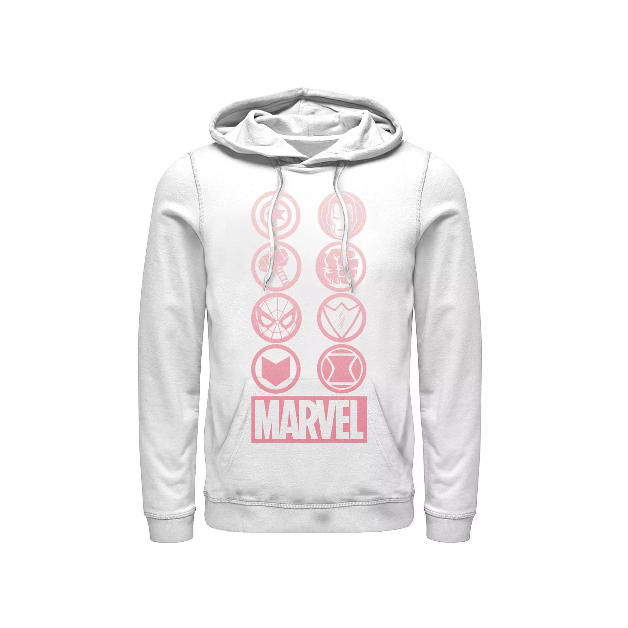 Men's Marvel Gradient Ombre Circle Icons Hoodie, Size: Small, White Product Image