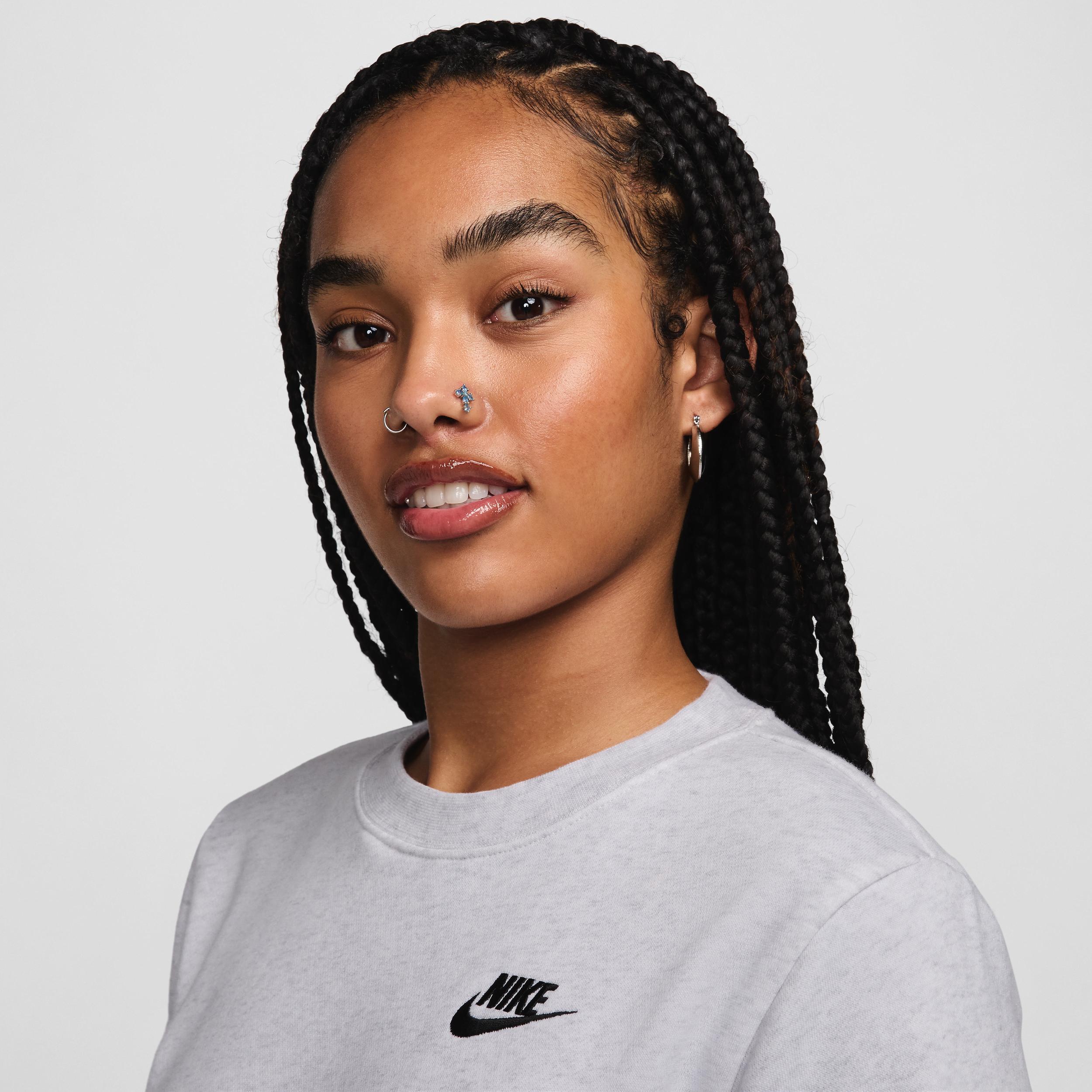 Nike Women's Sportswear Club Fleece Crewneck Sweatshirt in Grey/Birch Heather Size 2XL Cotton/Polyester/Fleece Product Image