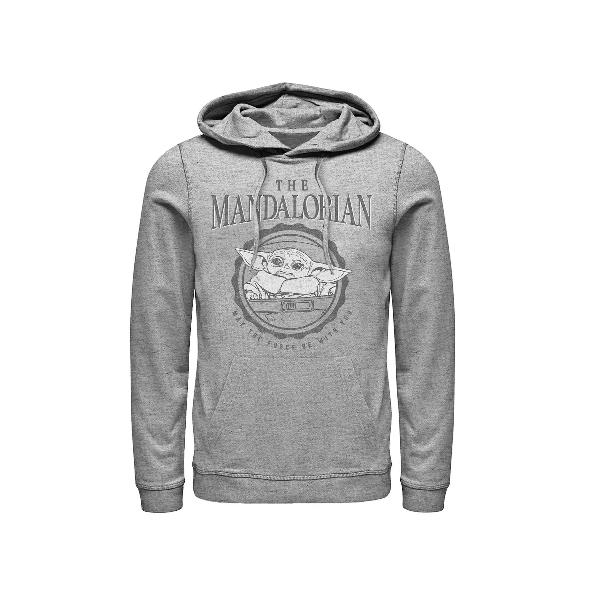 Men's Star Wars The Mandalorian Grogu May The Force Be With You Hoodie, Size: Small, Athletic Grey Product Image