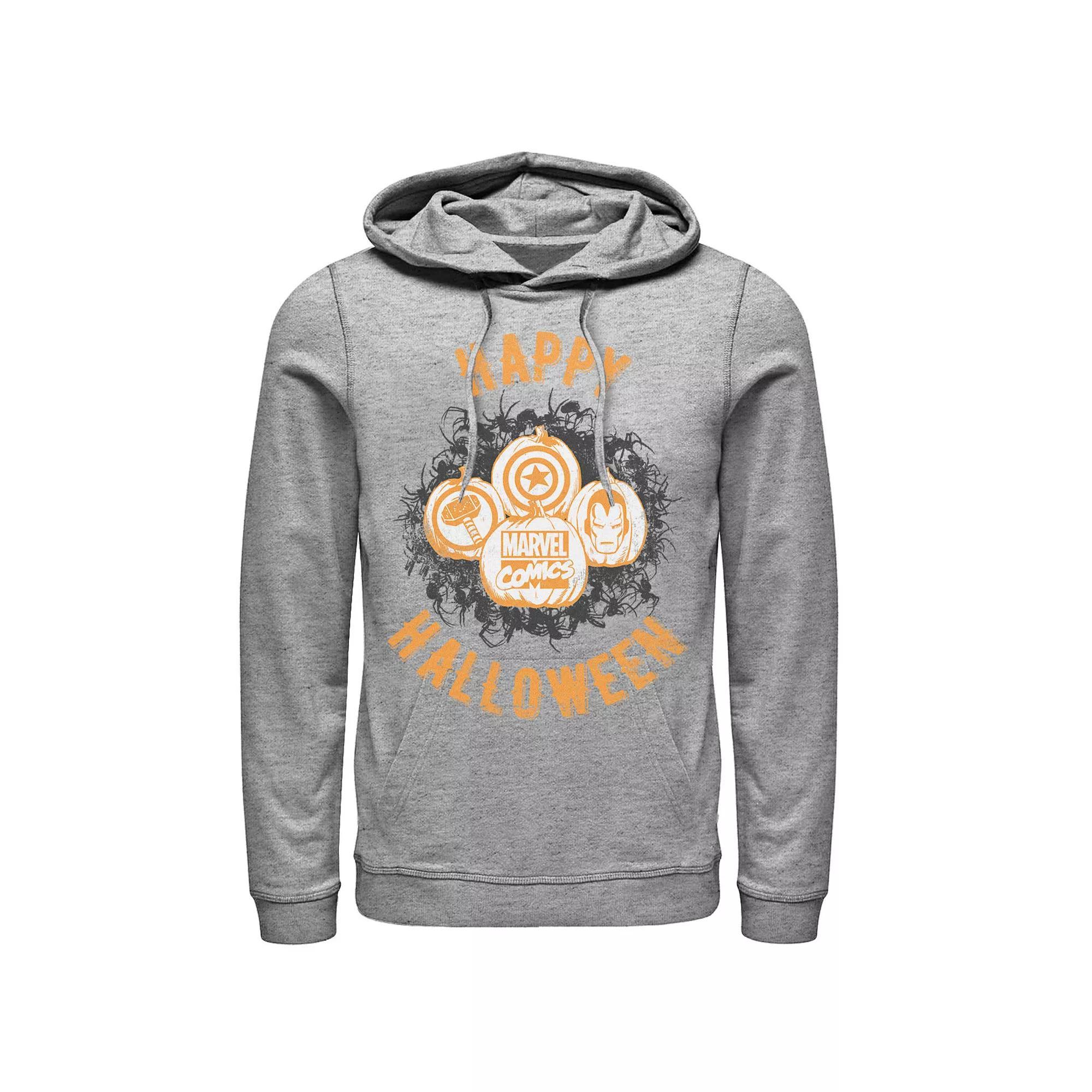 Men's Marvel Avengers Pumpkins Happy Halloween Hoodie, Size: Small, Athletic Grey Product Image