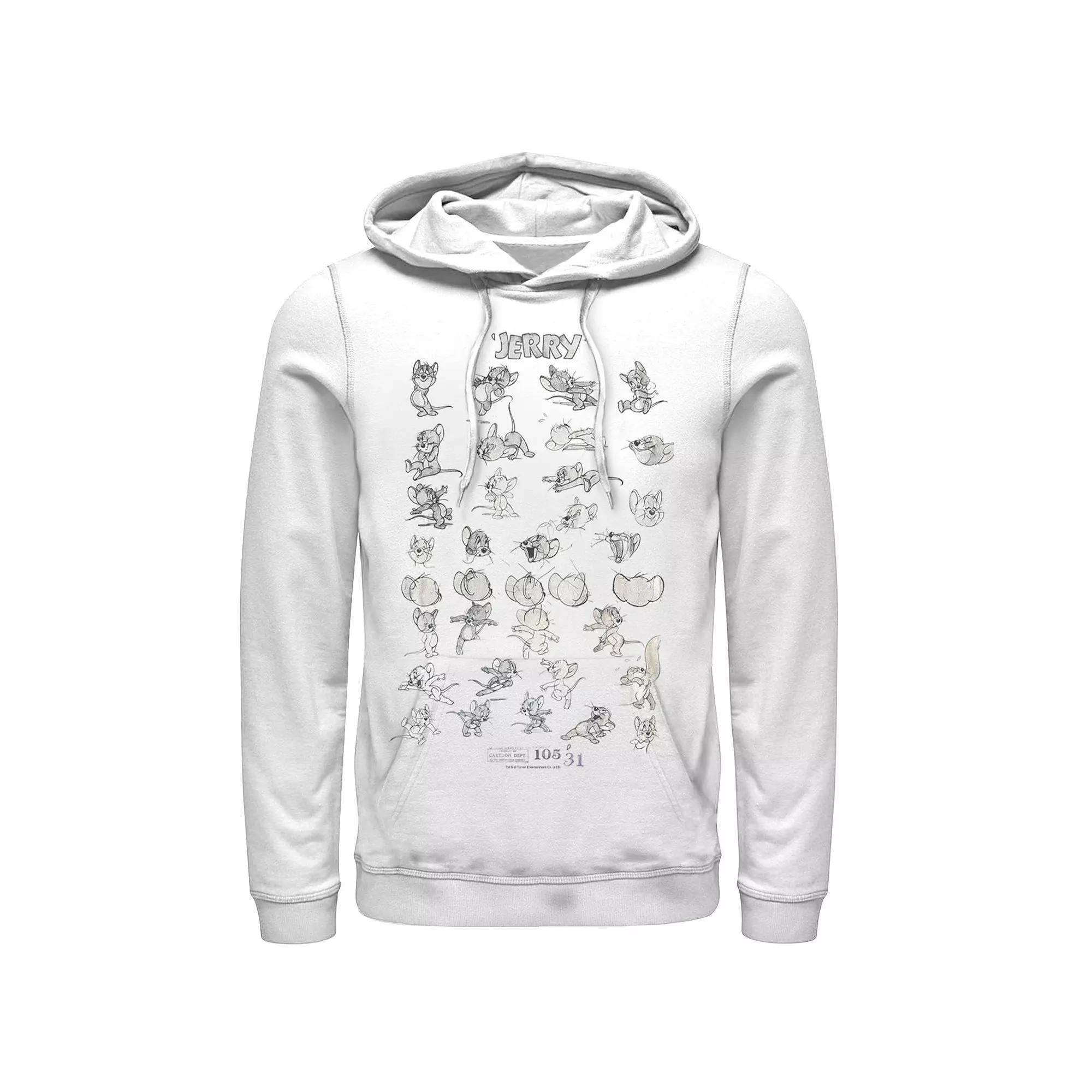 Mens Tom And Jerry Character Art Hoodie, Men's, Size: Small, White Product Image