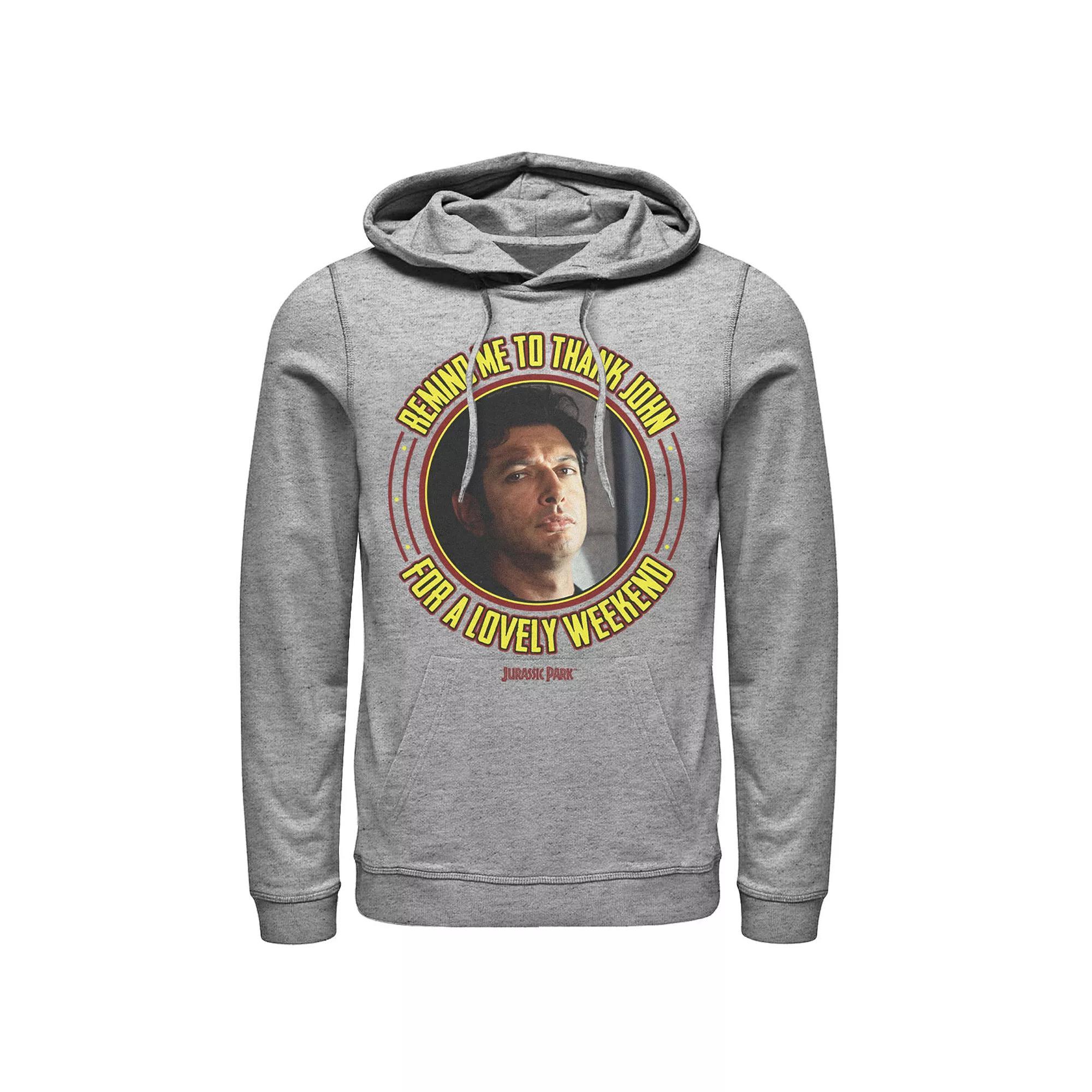 Mens Jurassic Park Remind Me To Thank John Hoodie Athletic Grey Product Image