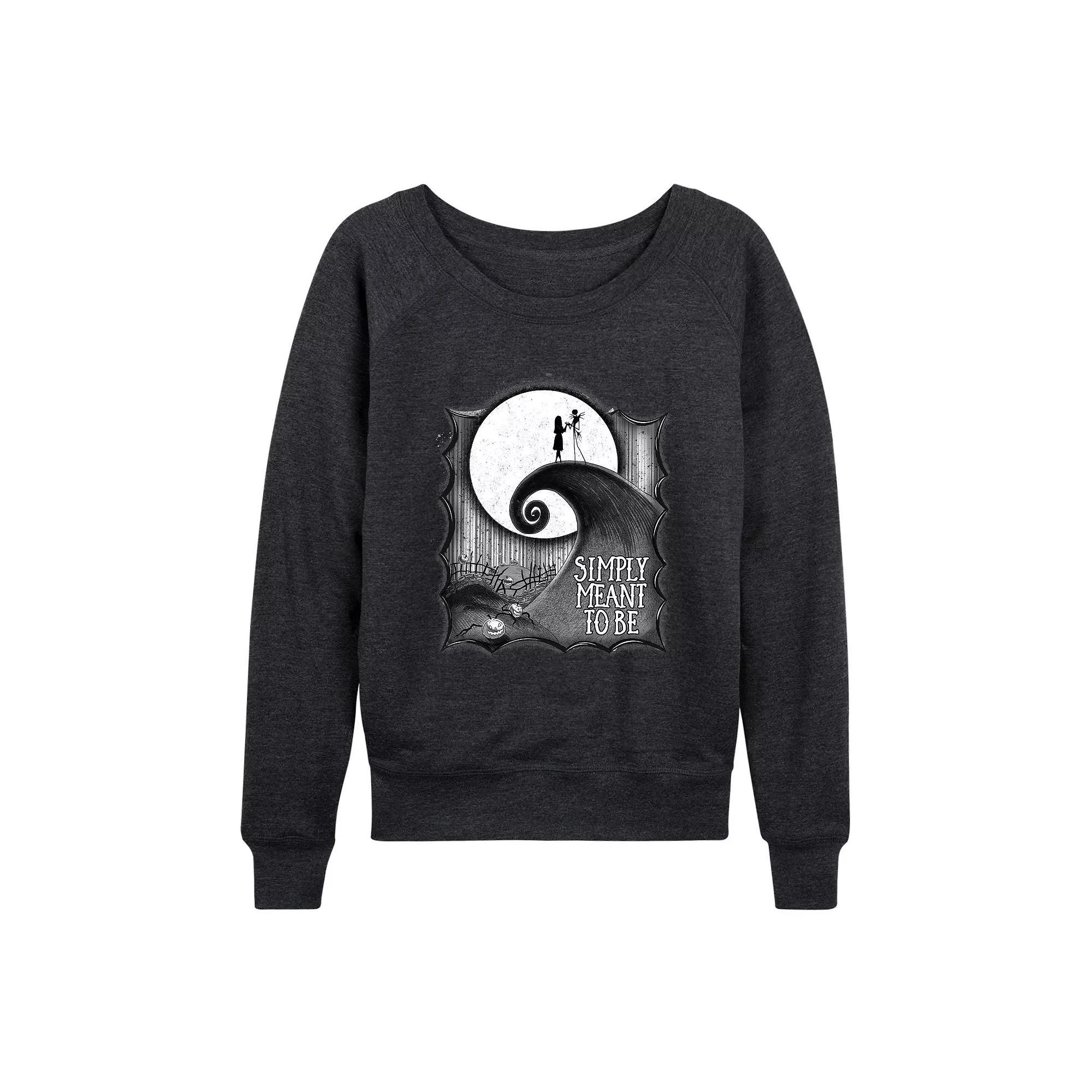 Disneys Nightmare Before Christmas Jack & Sally Womens Simply To Be French Terry Long Sleeve Tee Heather Grey Product Image
