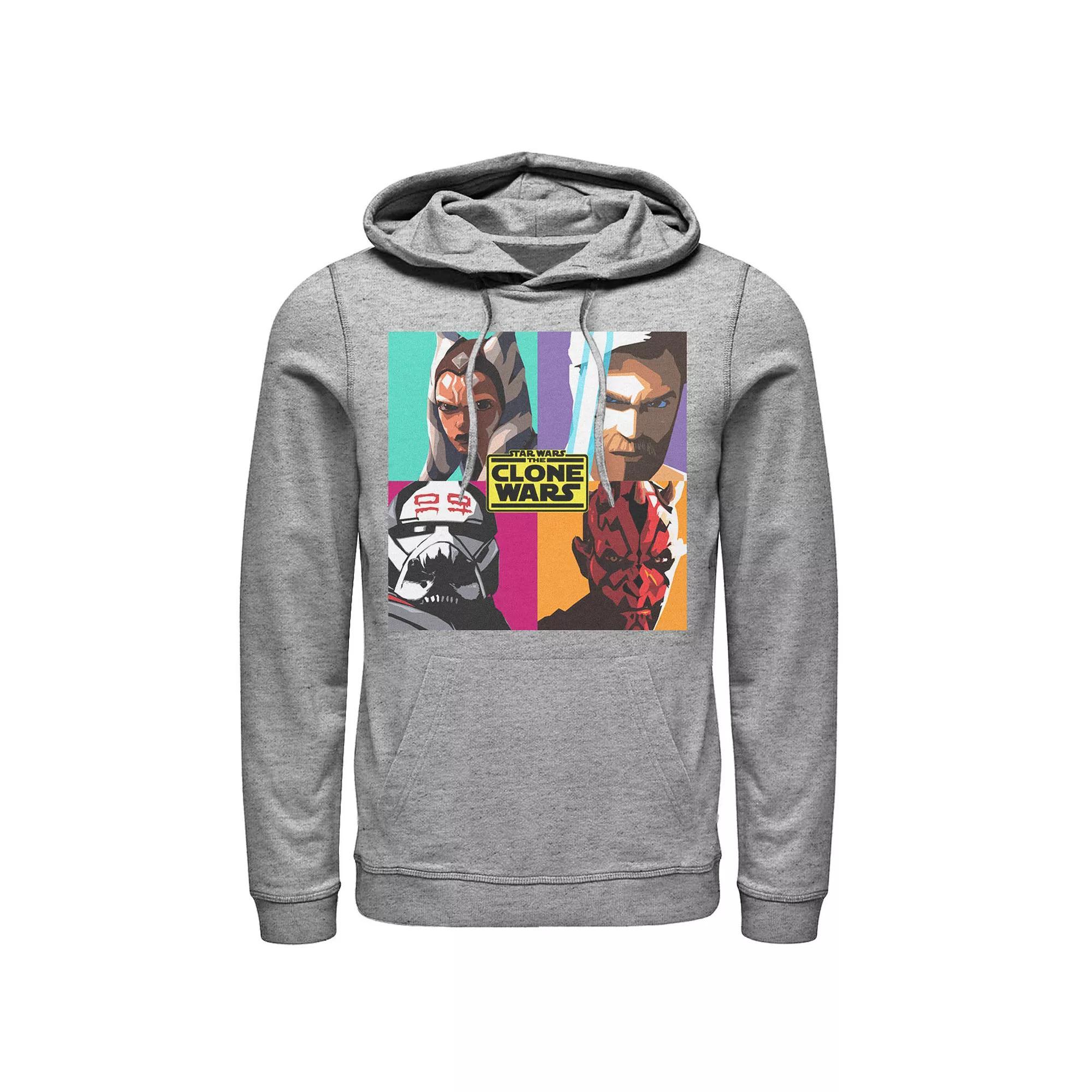 Men's Star Wars: The Clone Wars Pop Art Box Up Hoodie, Size: Medium, Athletic Grey Product Image