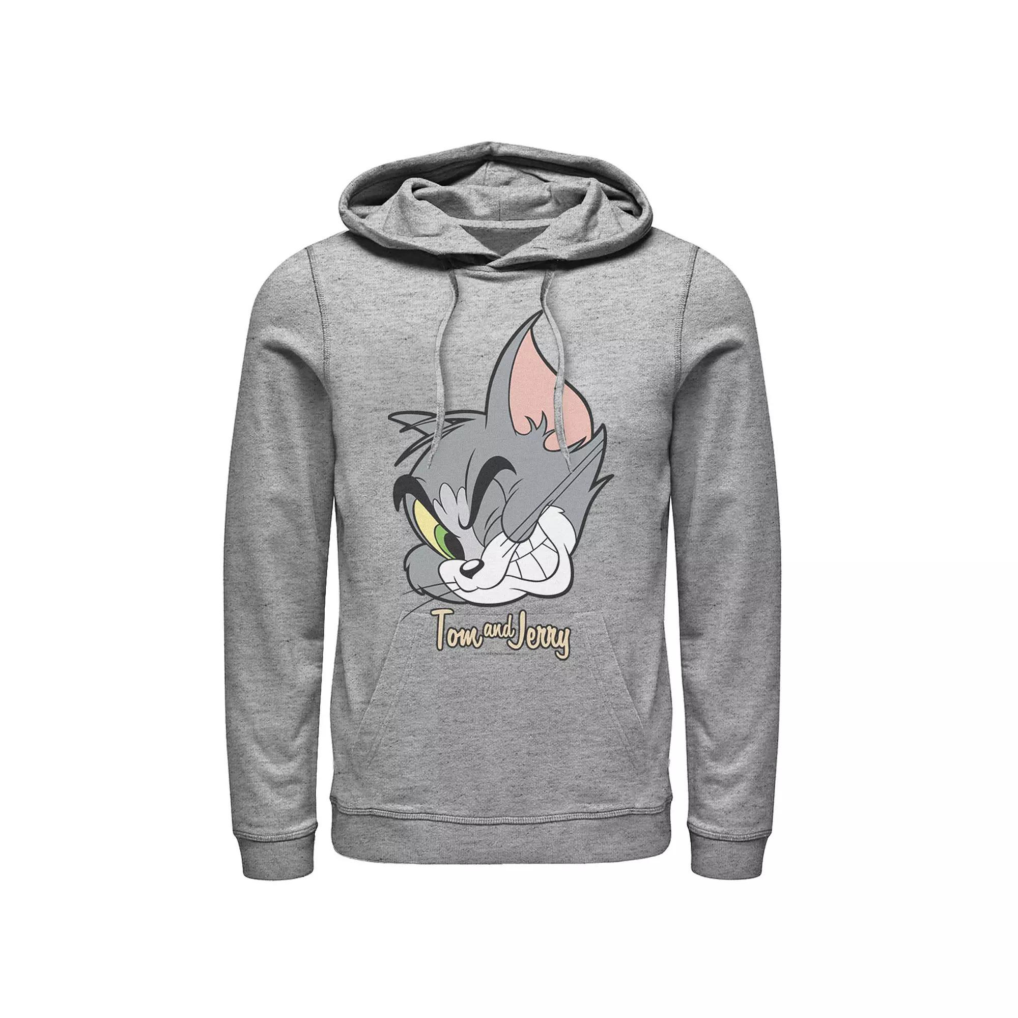 Mens Tom And Jerry Tom Cat Big Face Hoodie, Men's, Size: Large, Athletic Grey Product Image