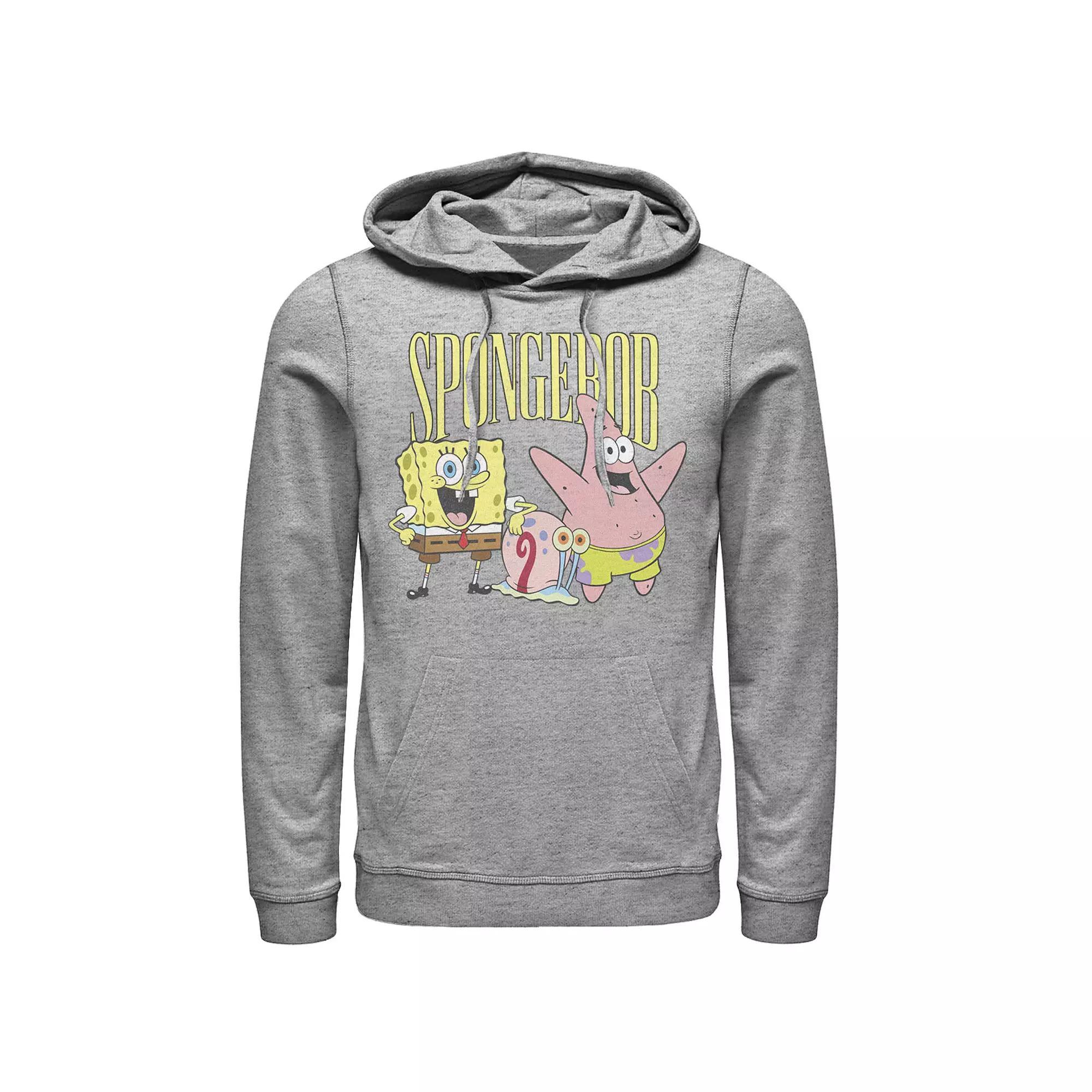 Men's SpongeBob SquarePants Best Friends Poster Hoodie, Size: XL, Athletic Grey Product Image
