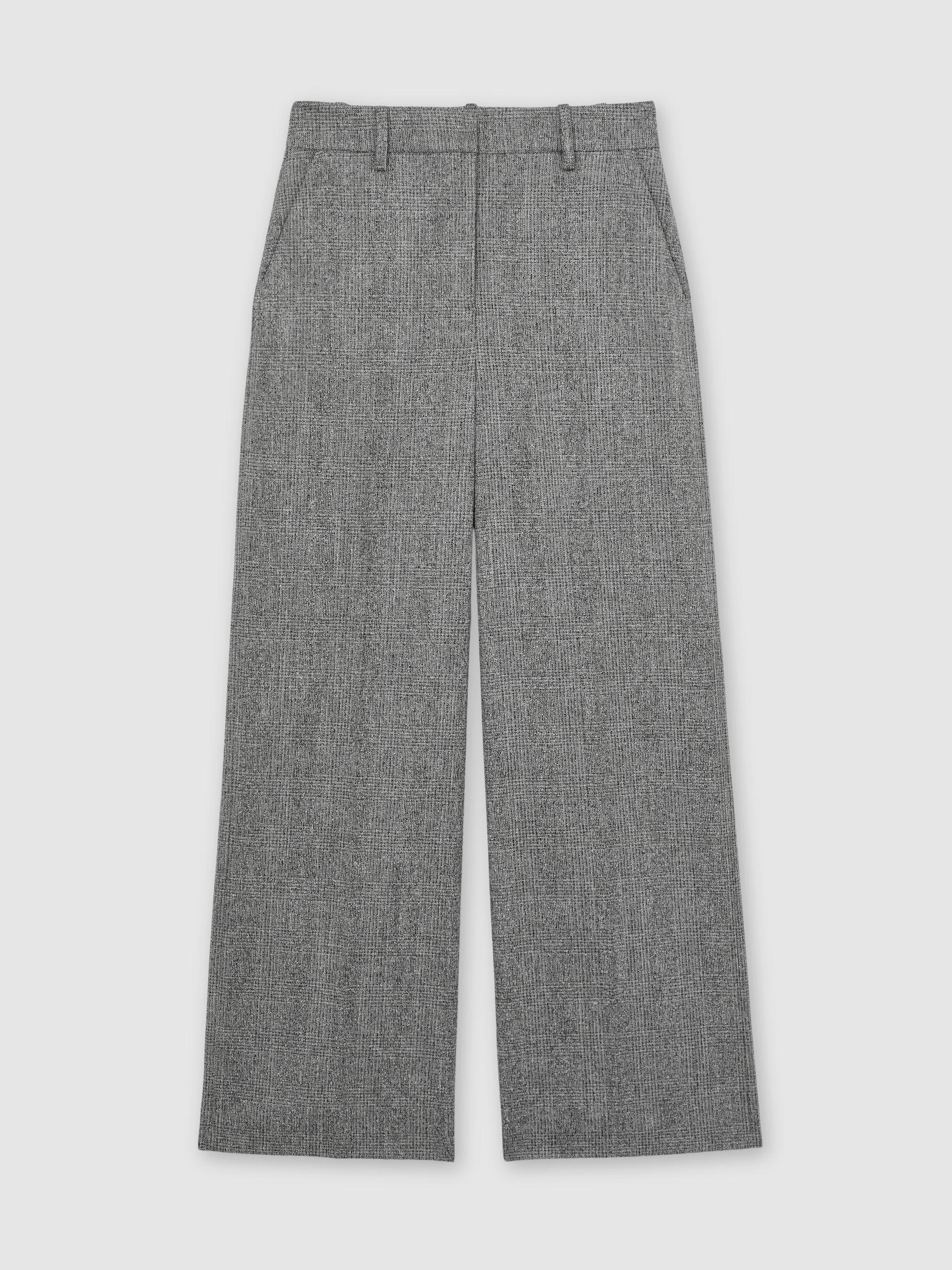 Wide-Leg Textured Suit Trousers in Grey Product Image
