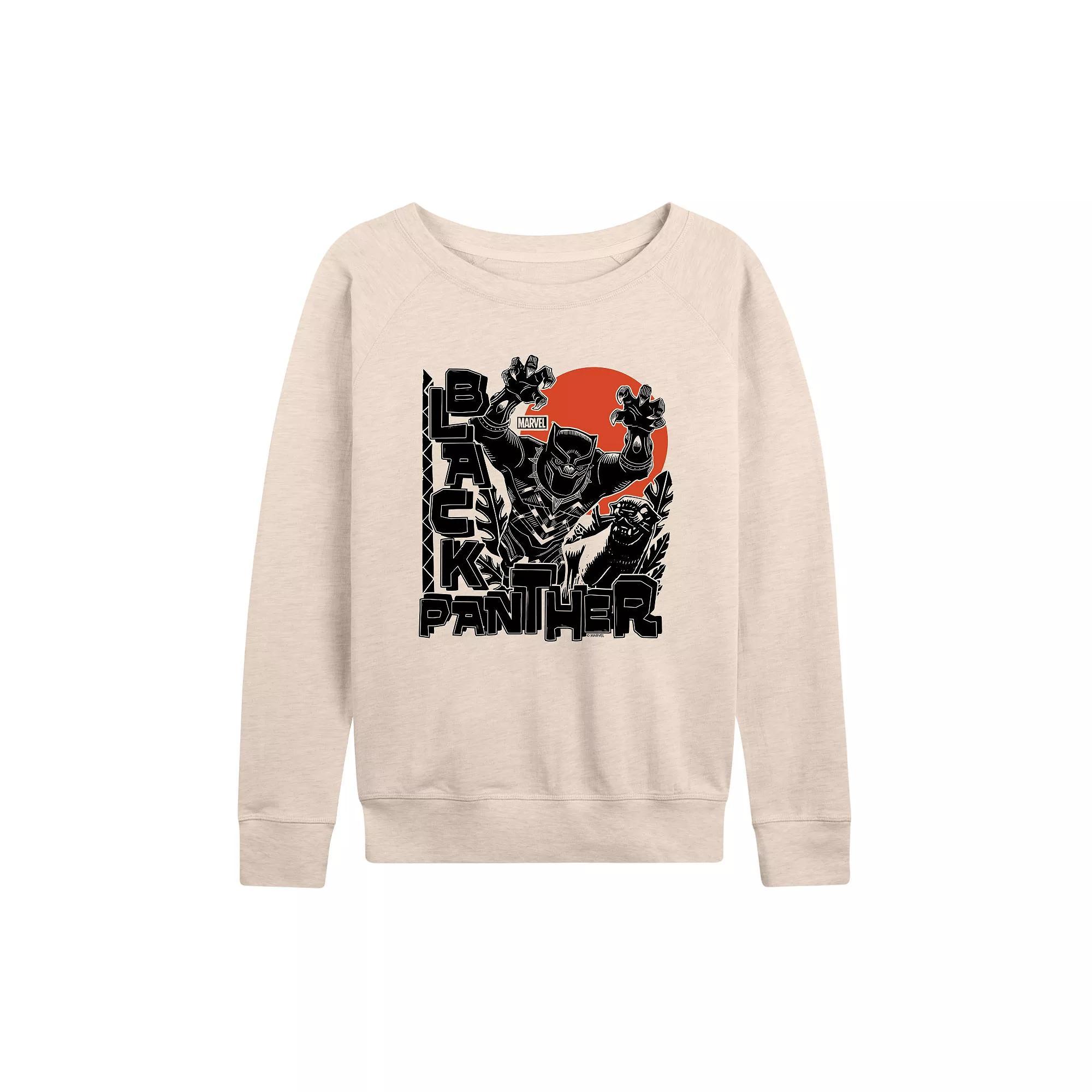Womens Marvel Black Panther Linocut French Terry Long Sleeve Tee Product Image