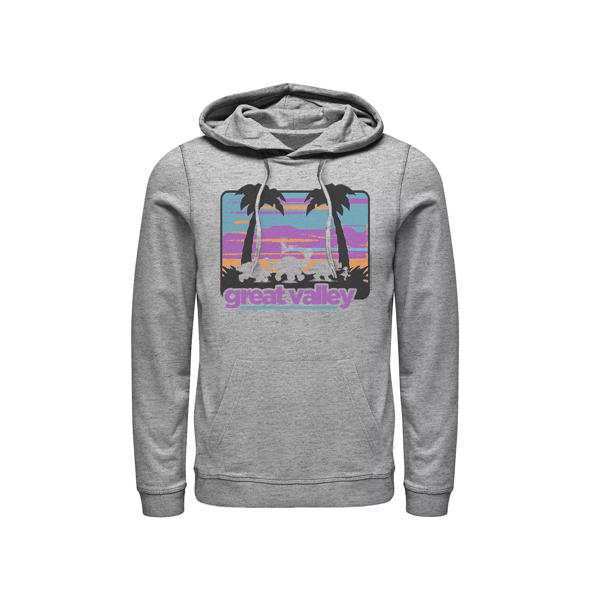 Men's Land Before Time Great Valley Pastel Portrait Character Silhouette Hoodie, Size: Small, Athletic Grey Product Image