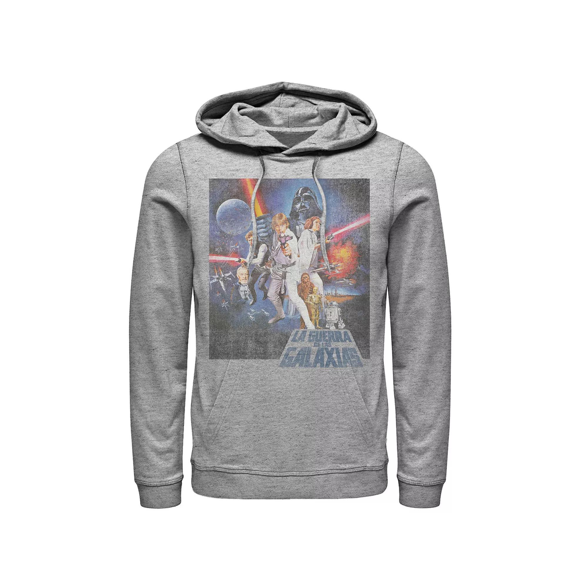 Men's Star Wars La Guerra De Las Galaxias Faded Poster Hoodie, Size: XXL, White Product Image