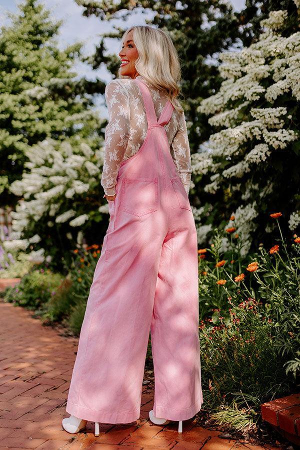 The Meena Denim Overalls In Pink Product Image
