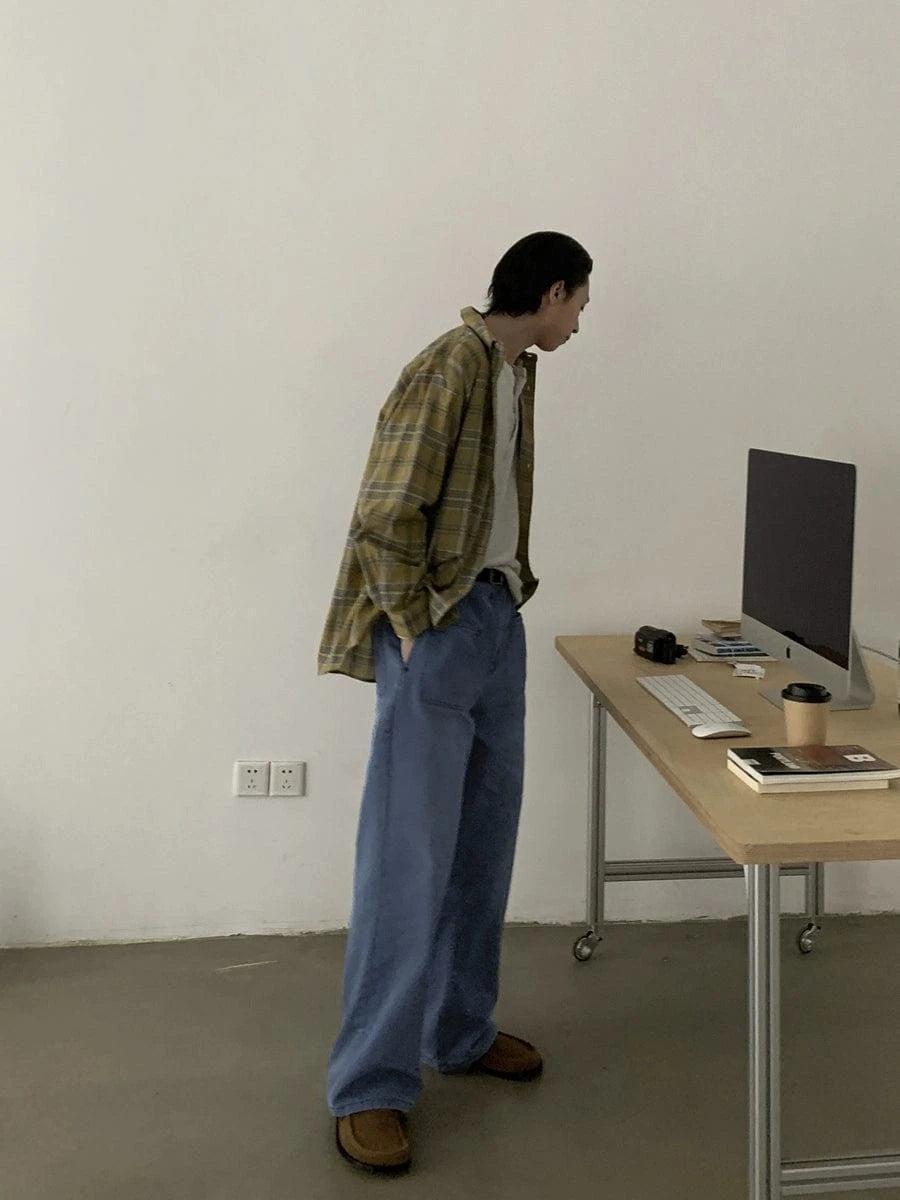 RT No. 18866 FRONT FADED STRAIGHT PANTS Product Image