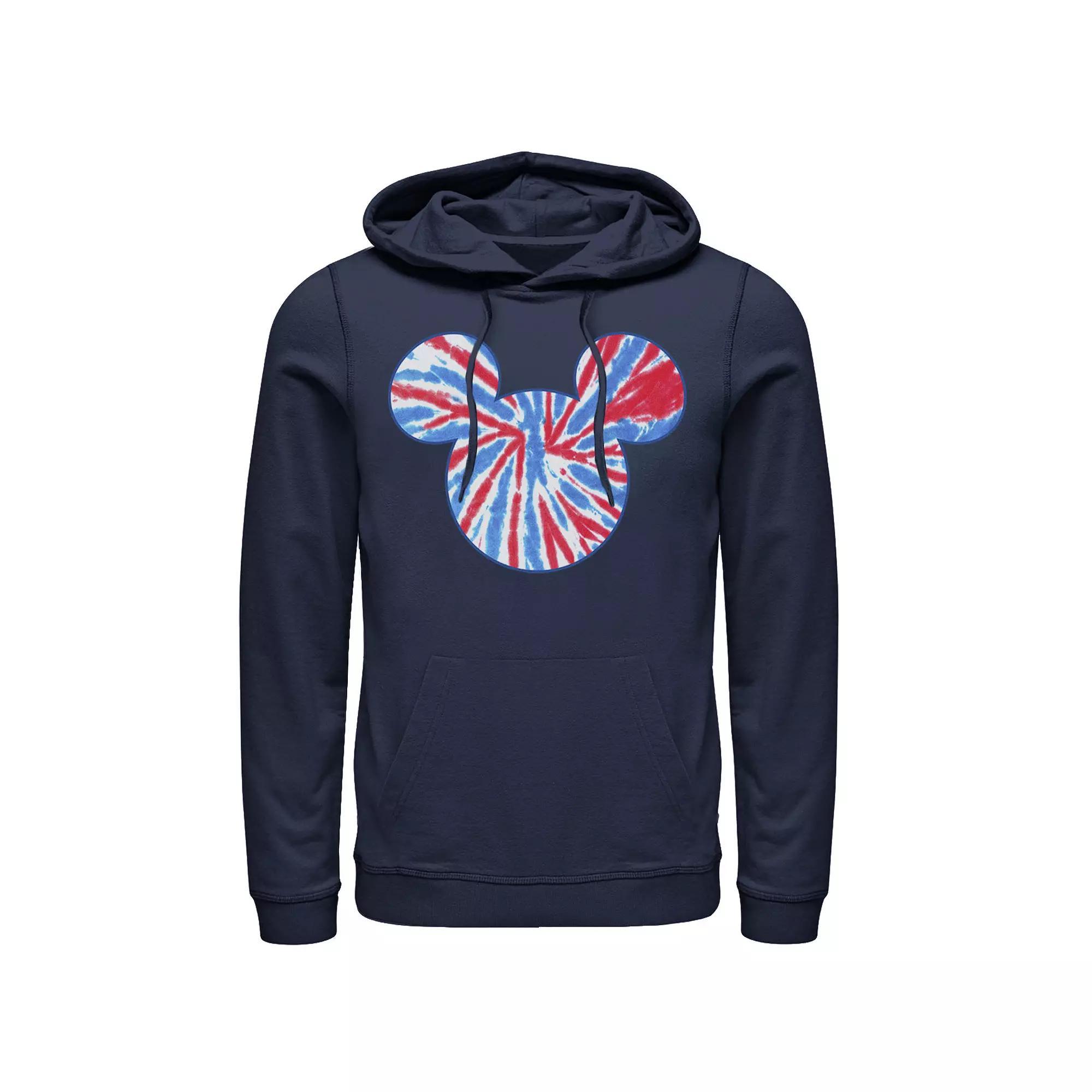 Disney's Mickey & Friends Mickey Men's Americana Tie Dye Fill Hoodie, Size: Large, Blue Product Image