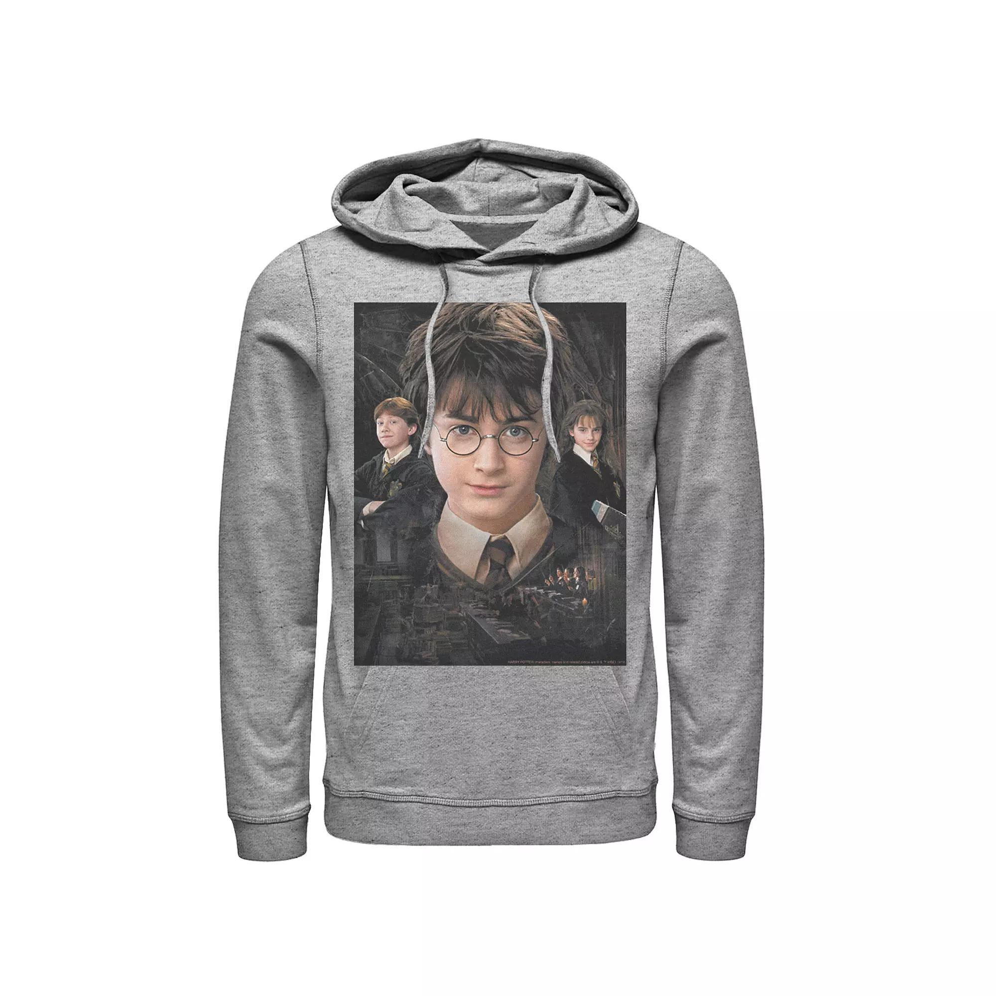 Mens Harry Potter Chamber Of Secrets Harry Ron Hermione Poster Graphic Pullover Hoodie Product Image