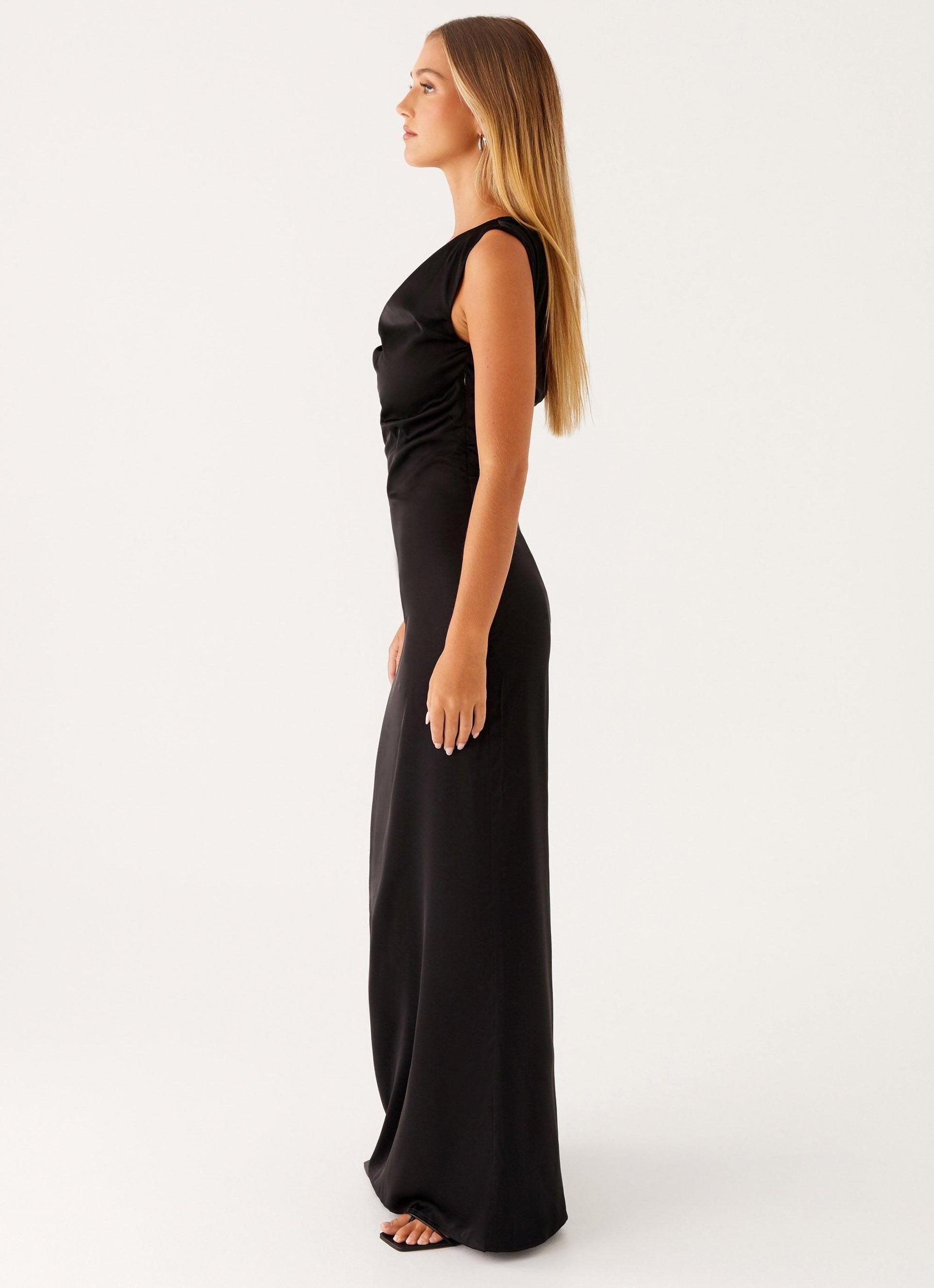 Heart Of Glass Satin Maxi Dress - Black Product Image