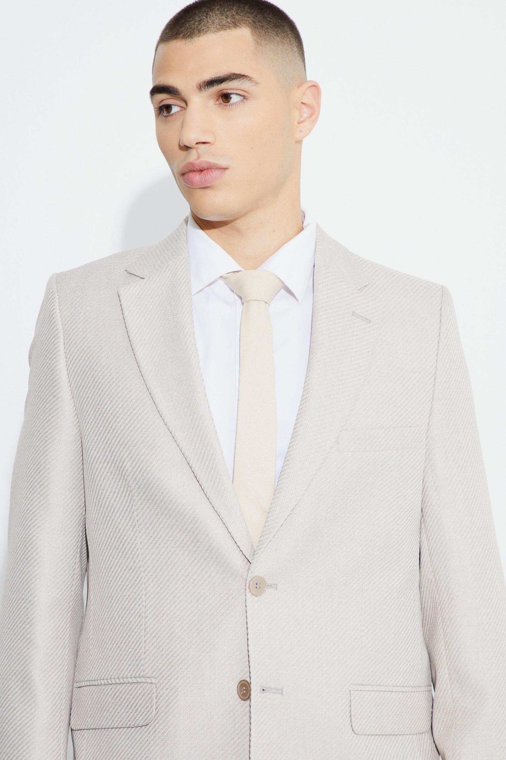 Relaxed Fit Boucle Texture Marl Blazer | boohooMAN USA Product Image