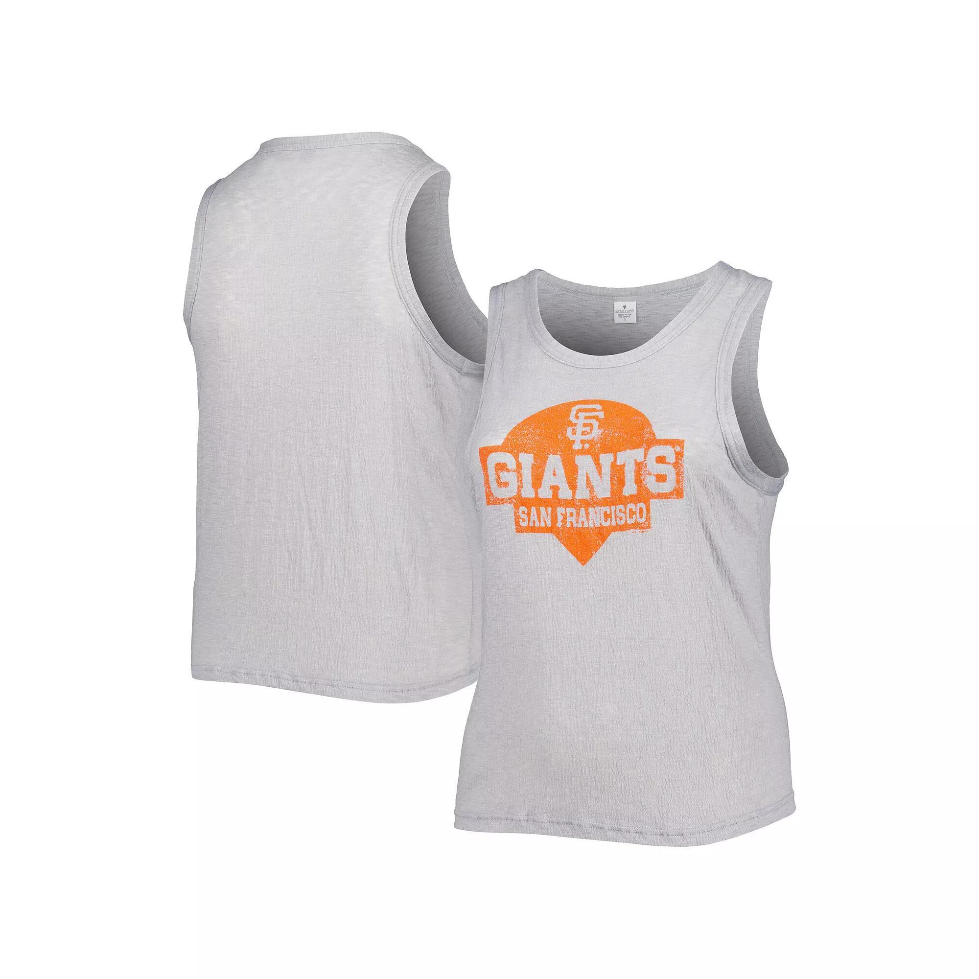 Womens Soft as a Grape Gray San Francisco Giants Plus Size High Neck Tri-Blend Tank Top Product Image