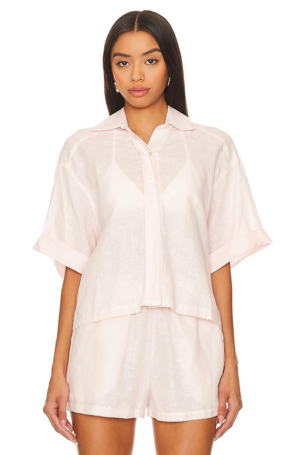 Scalloped Linen Top PQ Product Image