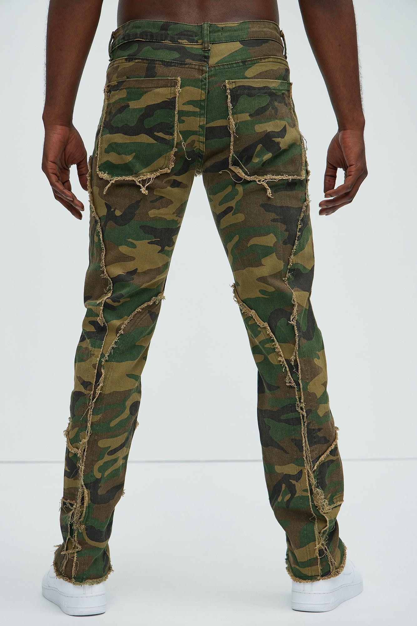 Speak Up Frayed Straight Pants - Camouflage Product Image