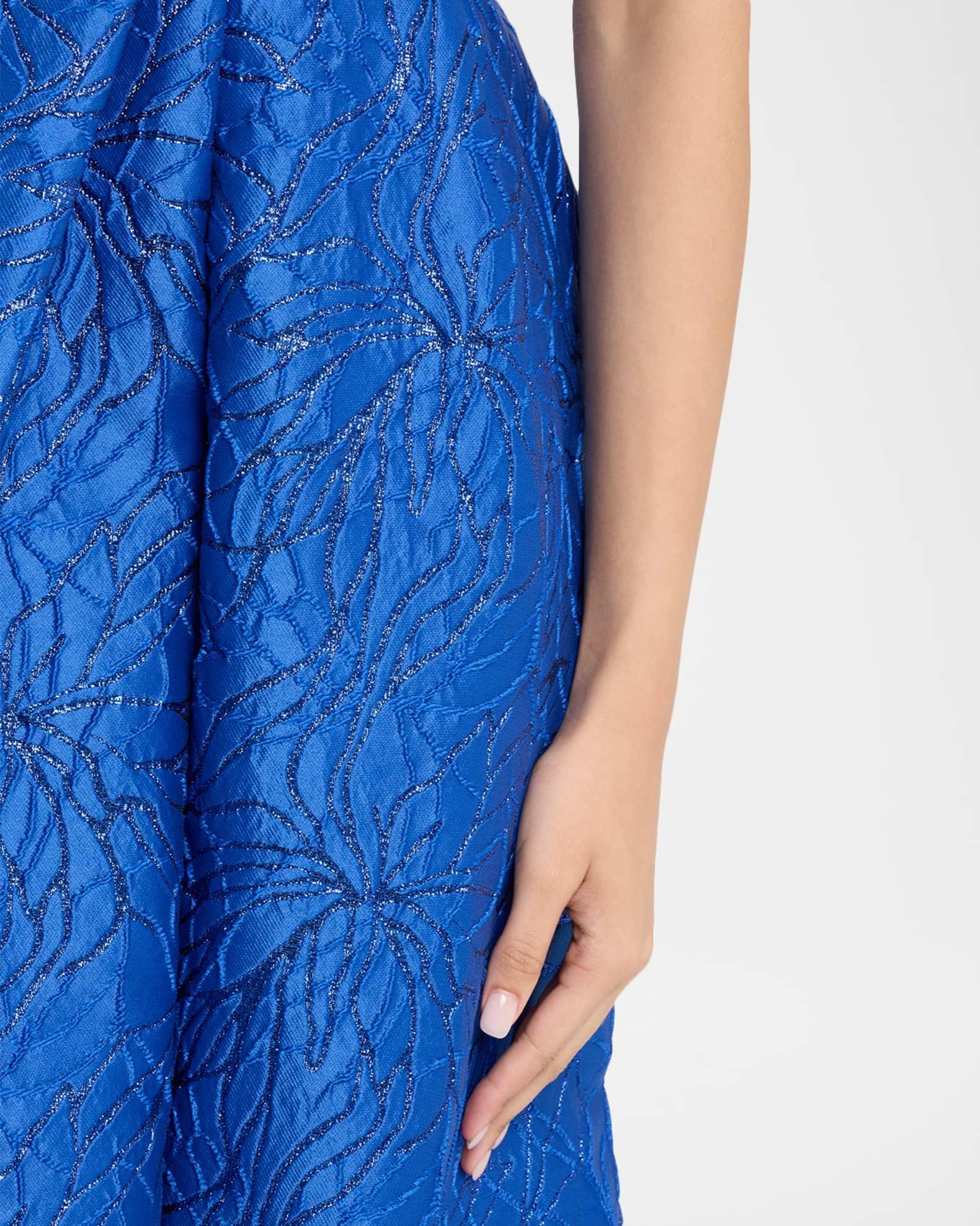 Off-Shoulder Floral Jacquard Midi Dress Product Image