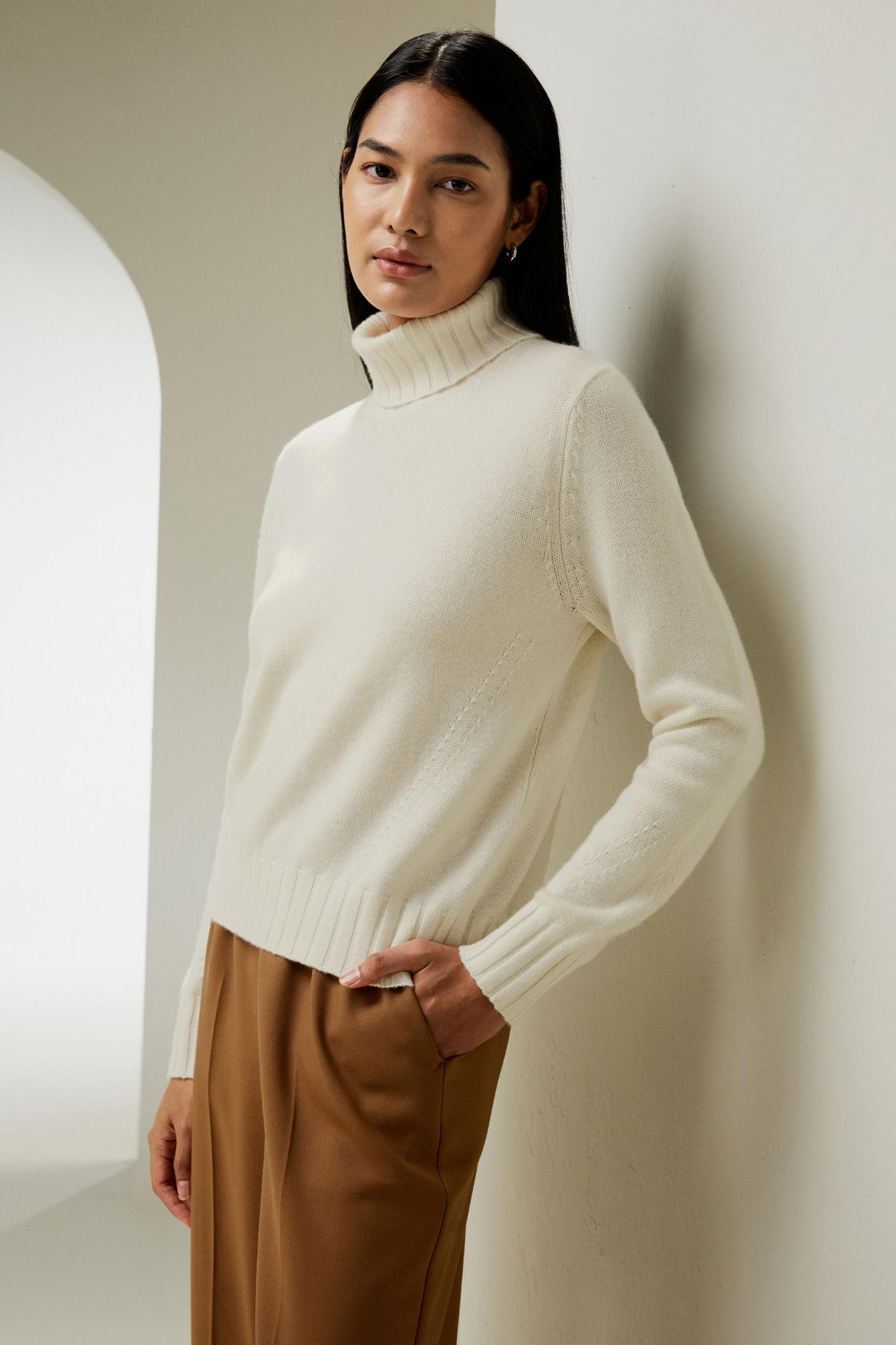 Turtleneck Sweater with Rib Hemline Product Image