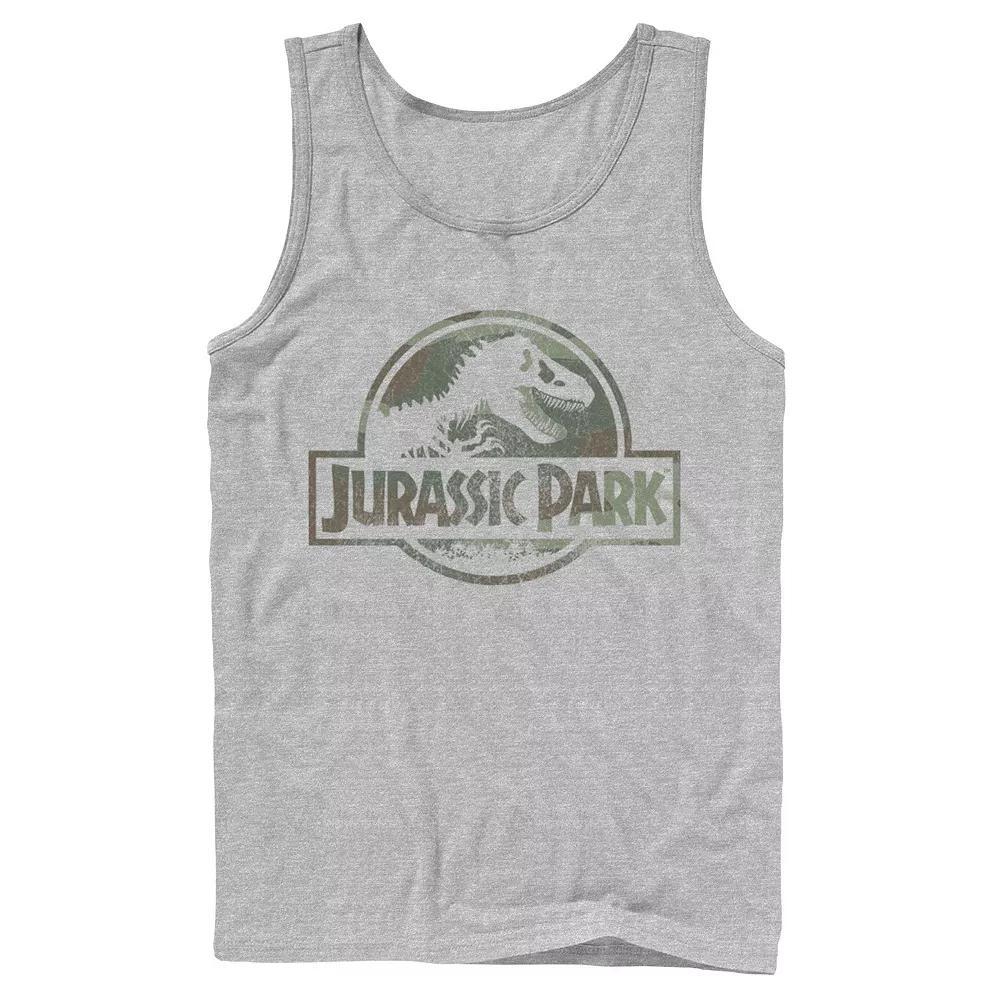 Men's Jurassic Park Camo Fossil Logo Tank Top, Size: Large, Athletic Grey Product Image